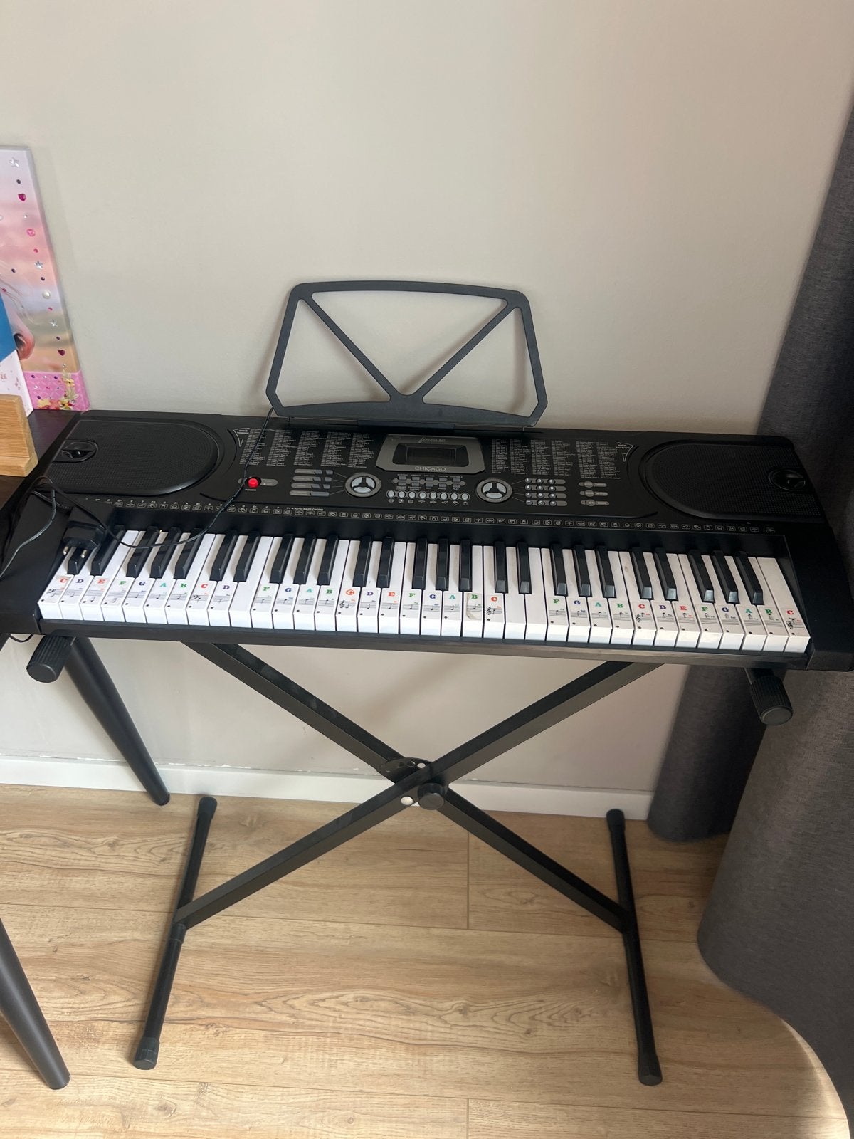 Keyboard met standaard en stickers op toetsen, Met standaard, Ophalen, Overige merken, 61 toetsen