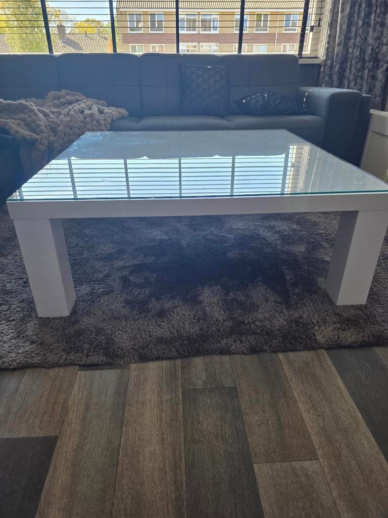 Glazen salon tafel 110 bij 110, Huis en Inrichting, Complete inboedels, Ophalen