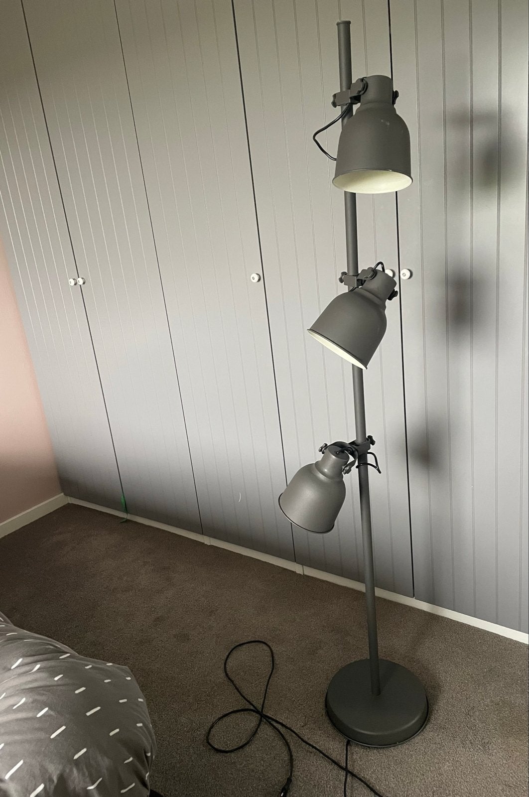 IKEA Hektar Vloerlamp Grijs - Industriële Stijl, Ophalen, Gebruikt, E14 (klein), Metaal