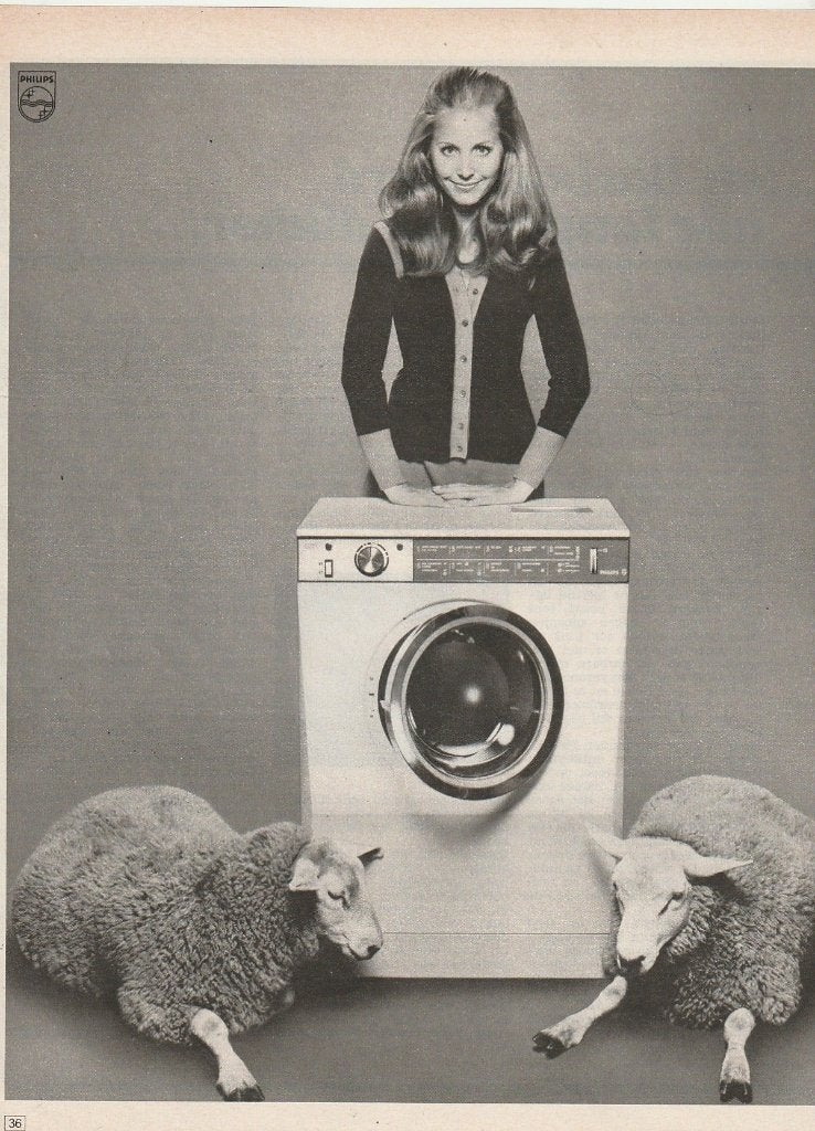 Retro reclame 1969 Philips wasmachine snelste & smalste, Verzenden, Overige typen