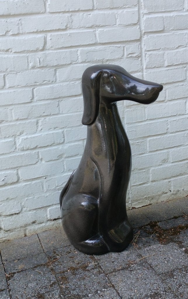 H.65cm. Keramiek. Kunstwerk. Zittende hond. Teckel. '70., Verzamelen, Beelden en Beeldjes, Ophalen, Gebruikt, Dier