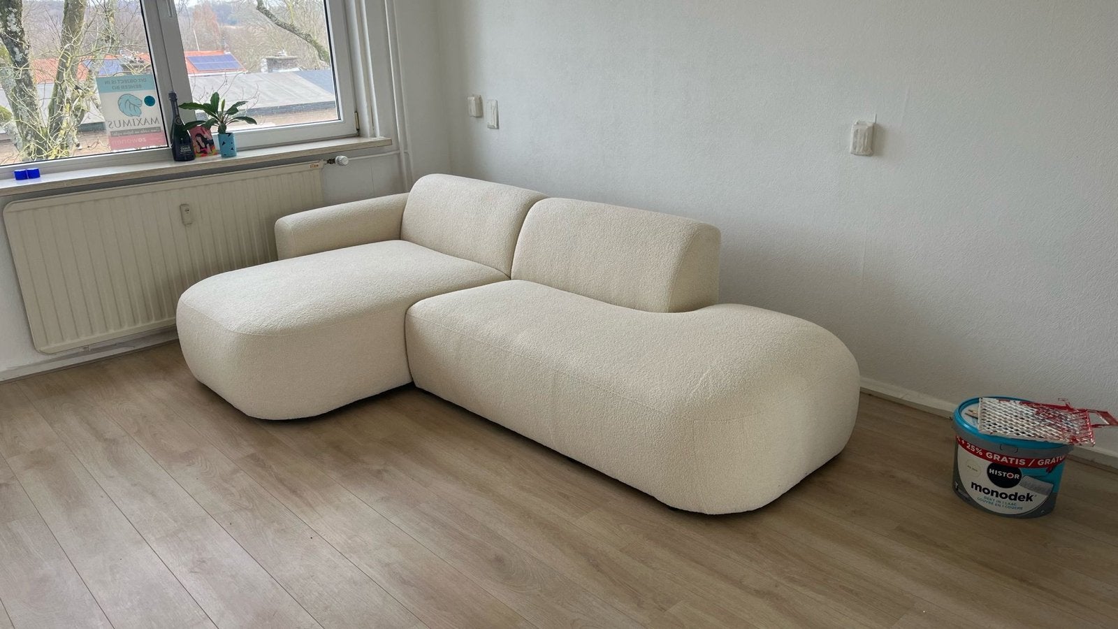 Witte teddy hoekbank - Zo goed als nieuw, Ophalen, 250 tot 300 cm, 125 tot 150 cm, Hoekbank