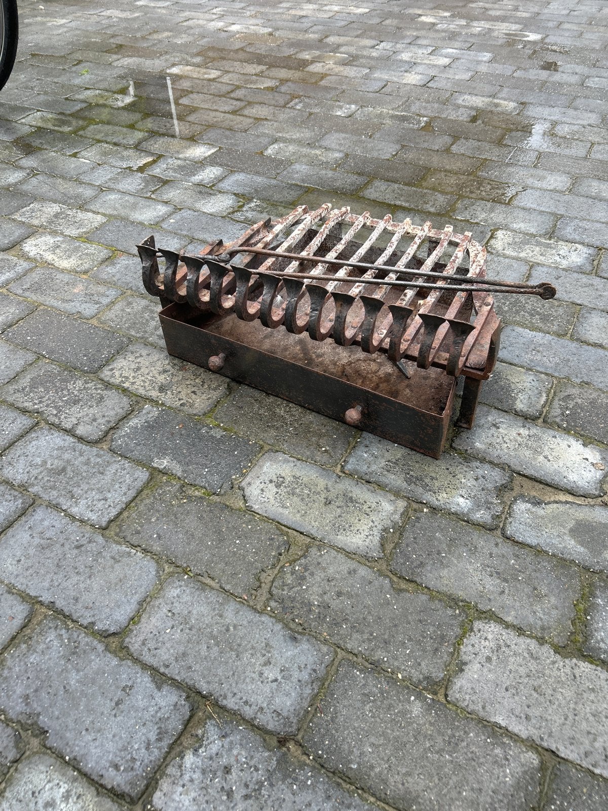 Haardmand met aslade en tang, Ophalen of Verzenden, Gebruikt, Inbouwhaard, Houthaard