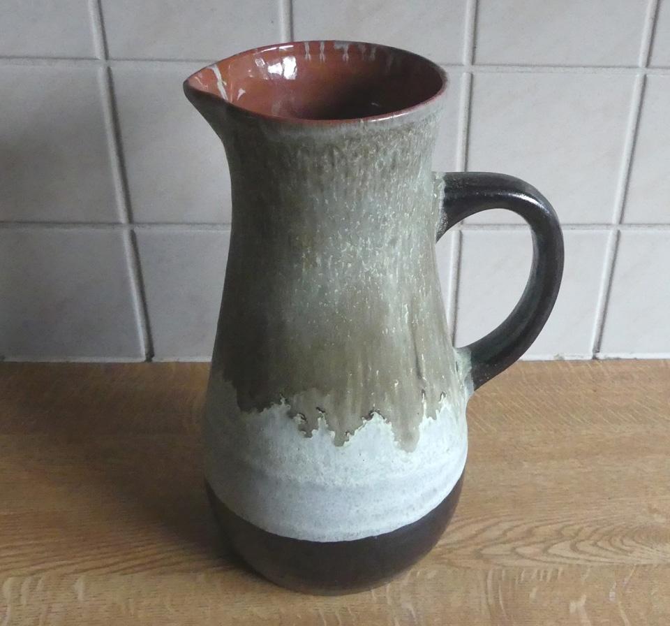 Marei vintage vaas schenkkan West-Germany groen grijs zwart, Ophalen of Verzenden, Gebruikt, Groen