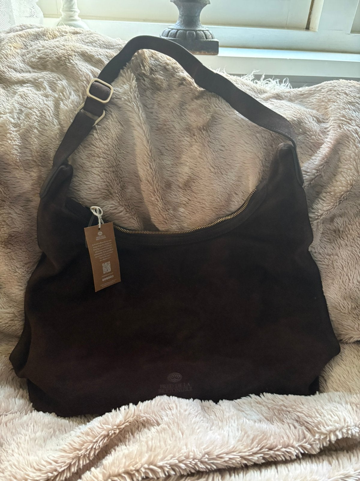 Nieuwe tas Fred de la Bretonaire bruin suede, Ophalen of Verzenden, Nieuw, Bruin, Handtas
