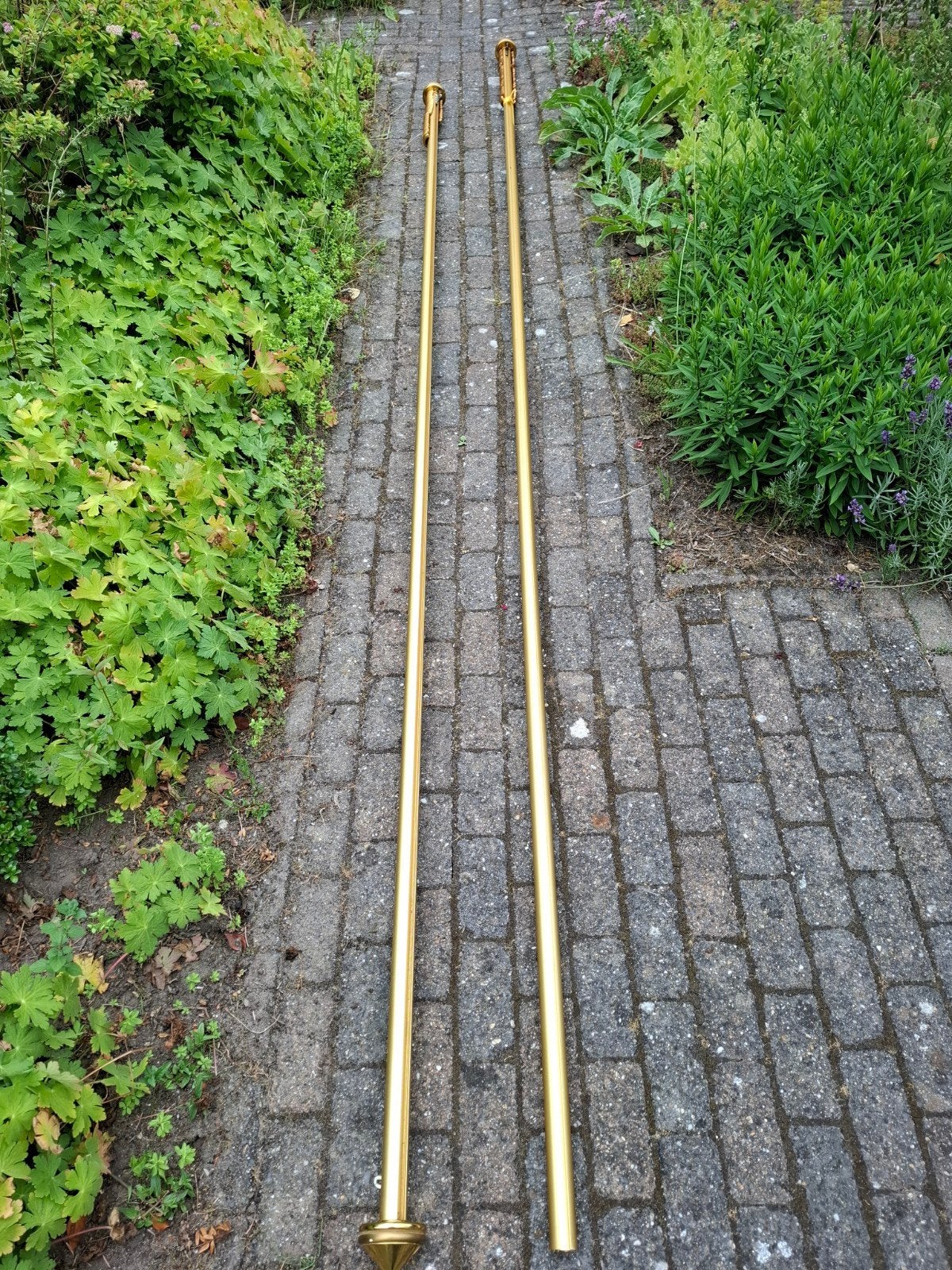 2 Goudkleurige Gordijnrails - 3.40m & 3.10m met Haken, Huis en Inrichting, Stoffering | Gordijnen en Lamellen, Ophalen, Met haken