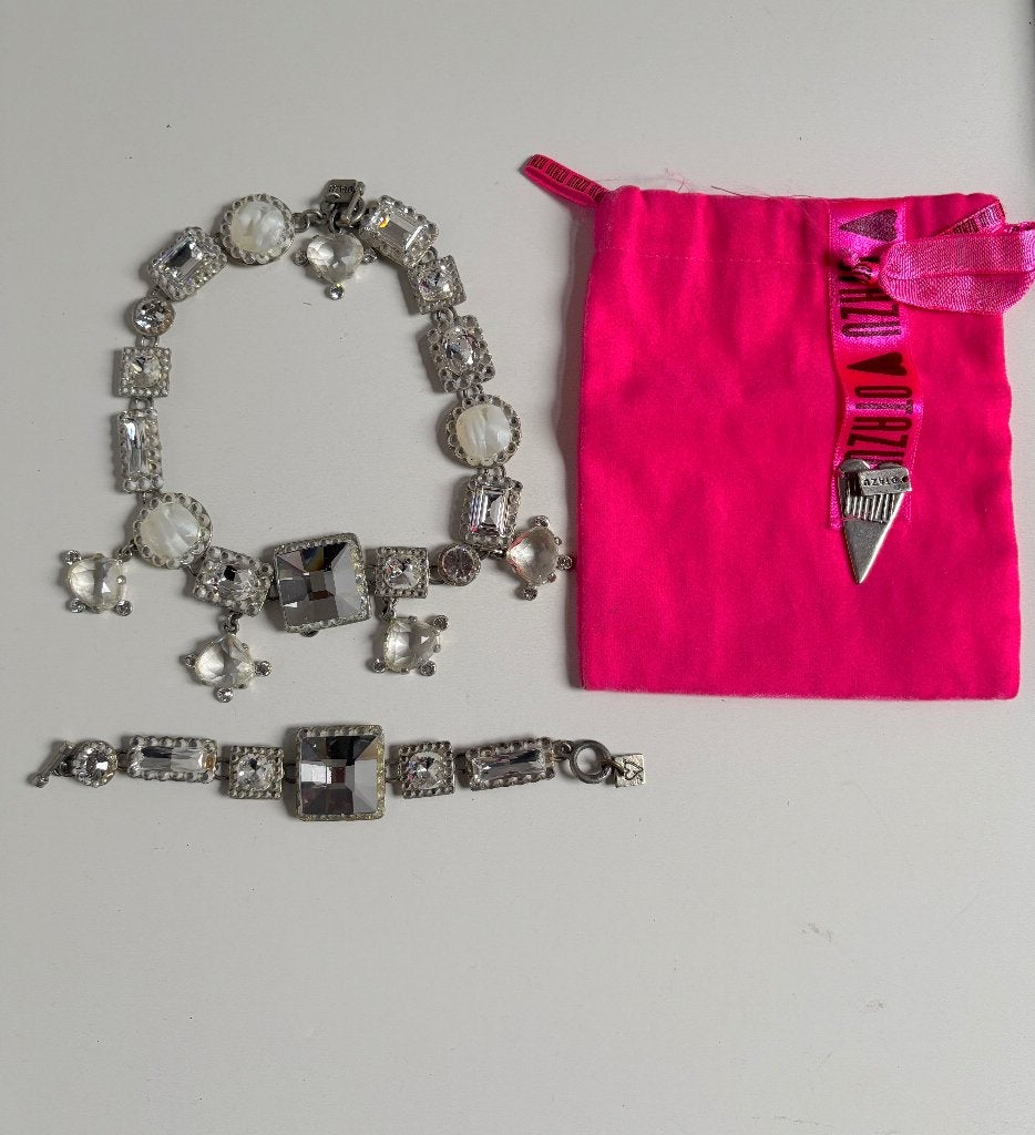 OTAZU Kristal ketting armband vintage set, Met kristal, Overige materialen, Gebruikt, Wit