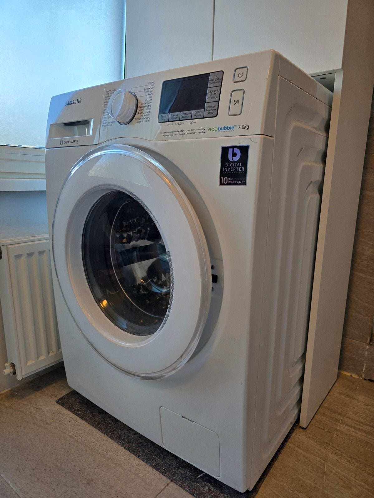DEFECT - Samsung EcoBubble 7.0kg Wasmachine, voor onderdelen, Voorlader, Niet werkend, 85 tot 90 cm, 1200 tot 1600 toeren