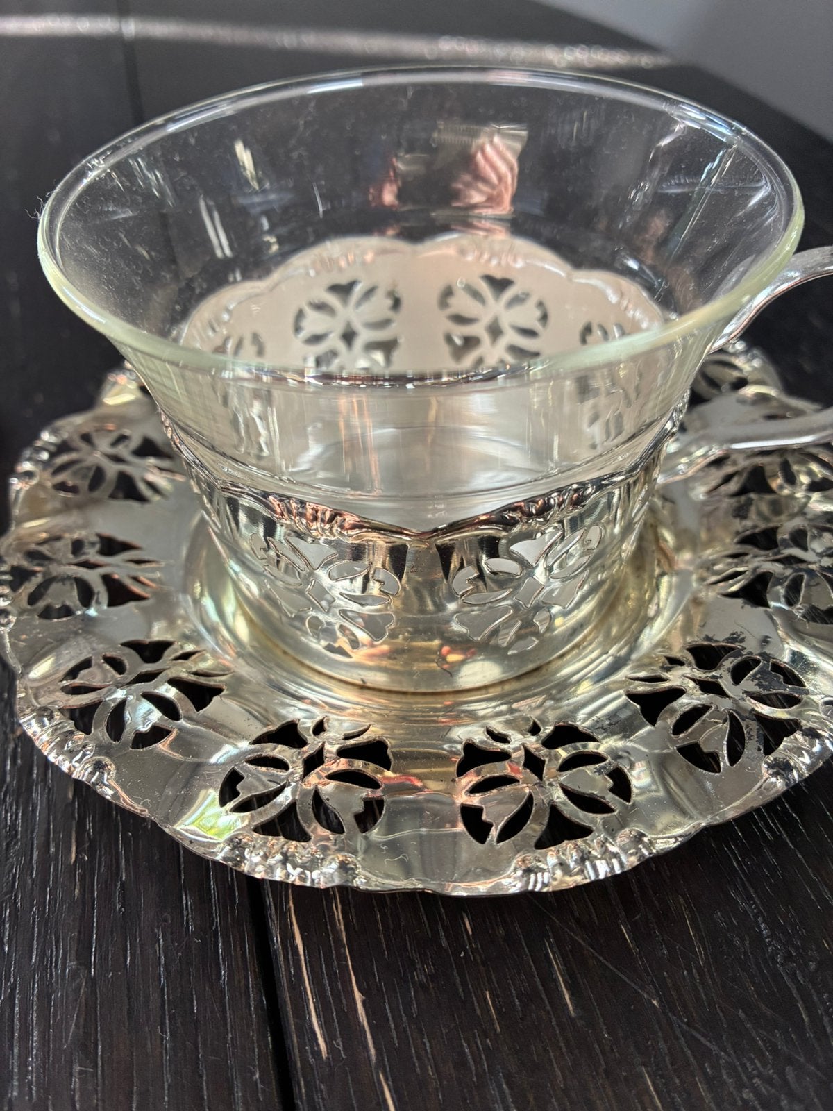 Vintage Jugendstil theekopjes van leboncoin, Ophalen of Verzenden, Glas, Overige stijlen, Glas of Glazen