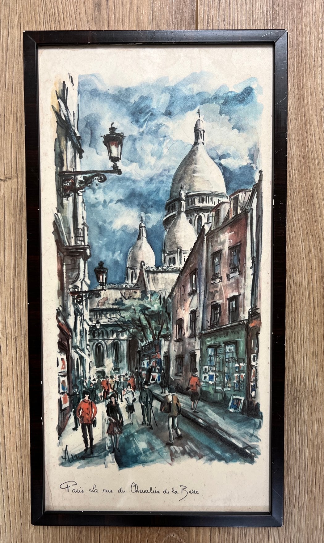 Vintage Arno Parijs Montmartre aquarelprint jaren 60, Antiek en Kunst, Ophalen of Verzenden, Print, Aquarel