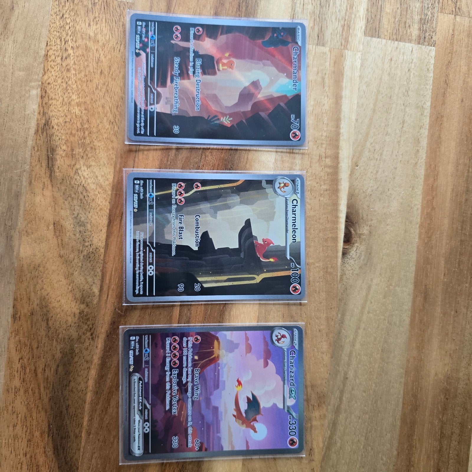 Charmander, Charmeleon, Charizard 151 set. (Alleen ophalen), Ophalen, Zo goed als nieuw, Meerdere kaarten