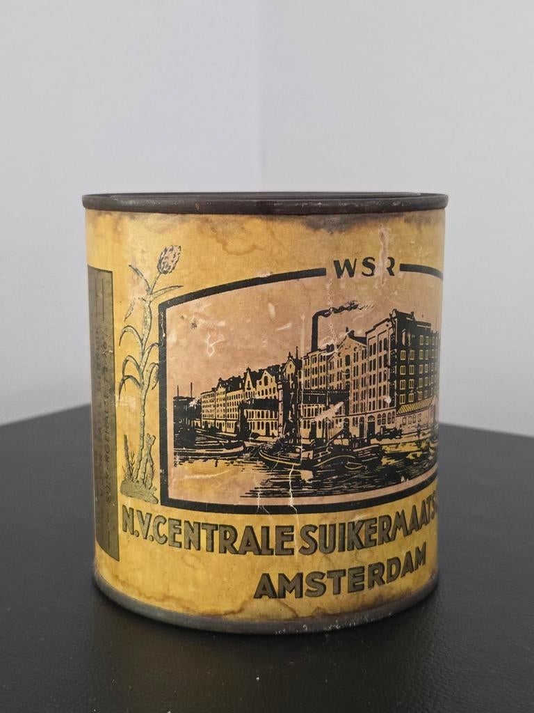 Oud blik rietsuikersiroop Amsterdam, Verzamelen, Blikken, Ophalen of Verzenden, Gebruikt, Overige