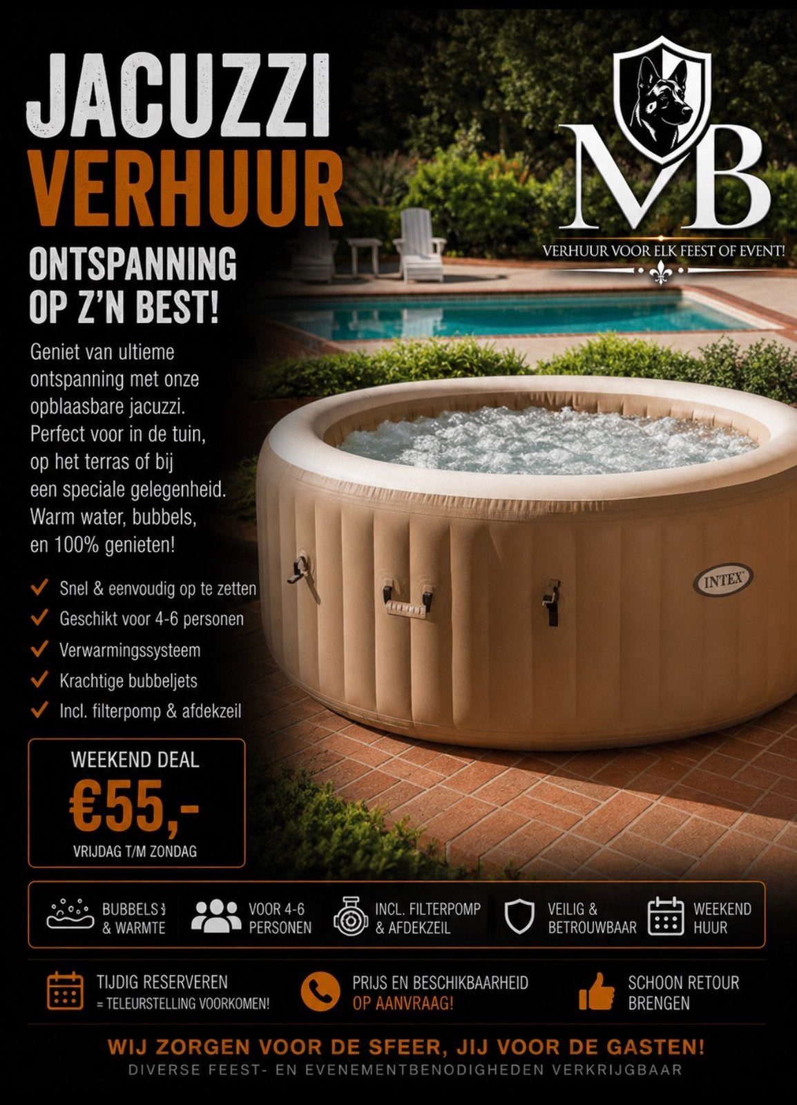 Jacuzzi Verhuur Heerlijk Ontspannen!, Ophalen of Verzenden, Zo goed als nieuw, Afdekzeil