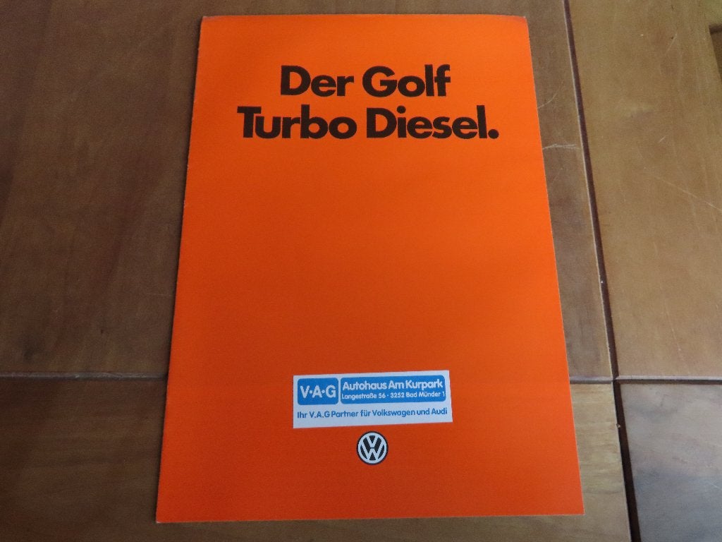 Folder Volkswagen Golf GTD Turbo Diesel 1982, Volkswagen, Ophalen of Verzenden, Zo goed als nieuw, Volkswagen