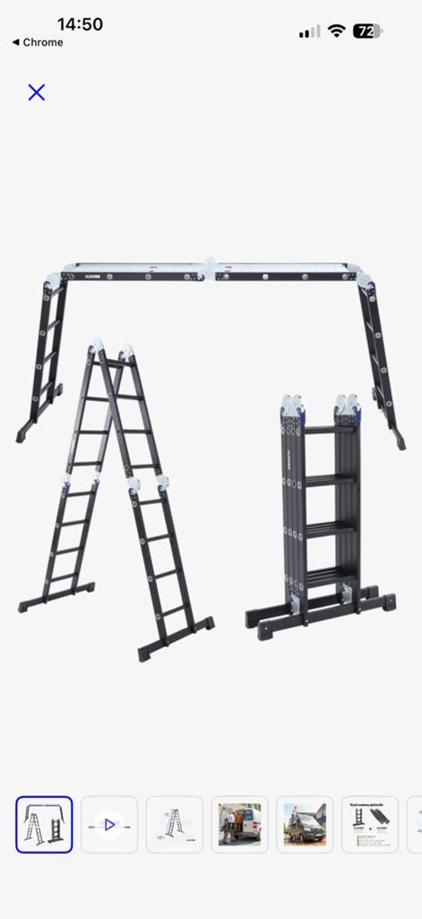 ALDORR Professional Vouwladder 4x5 treden met platform 5,70m, Ophalen, Nieuw, Ladder, Opvouwbaar of Inschuifbaar