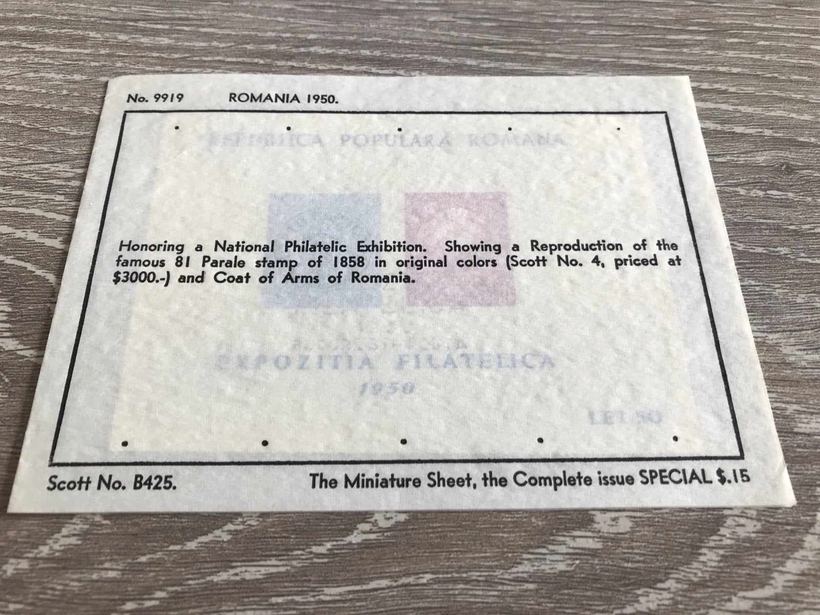 Roemenië 1950 Filatelistische Tentoonstelling Miniatuurvel, Ophalen of Verzenden, Overige landen, Gestempeld