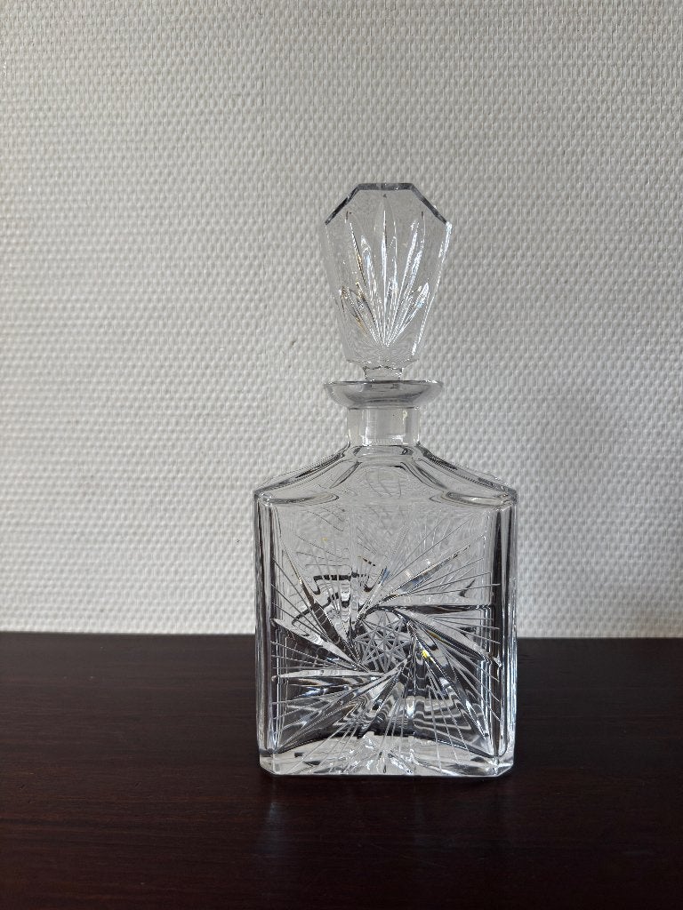 Vintage Kristal Geslepen Karaf, Whiskey, Cognac, Crystal, Overige typen, Ophalen of Verzenden, Overige stijlen, Glas