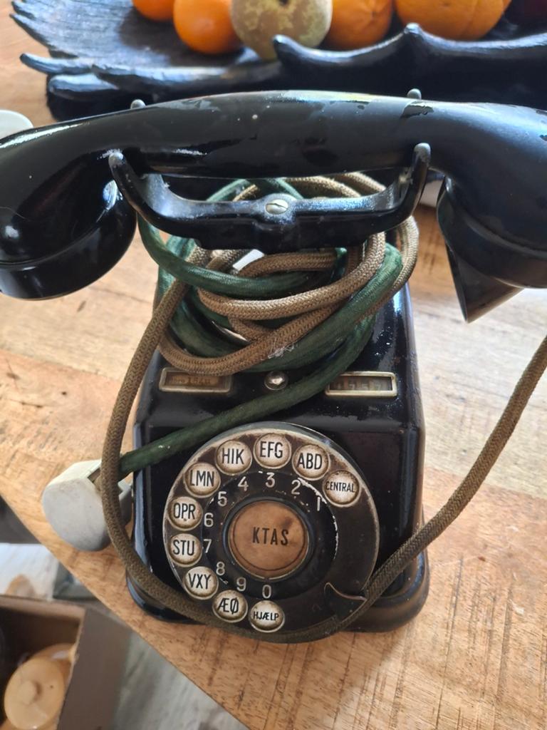 Vintage Deense KTAS Draaischijf Telefoon - Zwart, Antiek en Kunst, Ophalen of Verzenden