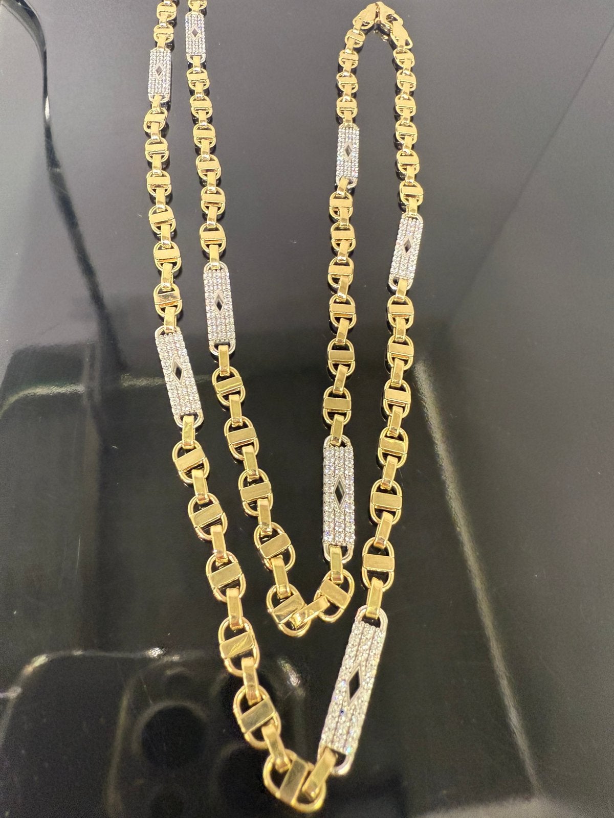 14k gouden kingsley ketting met plaat, Ophalen of Verzenden, Nieuw, Goud, Goud