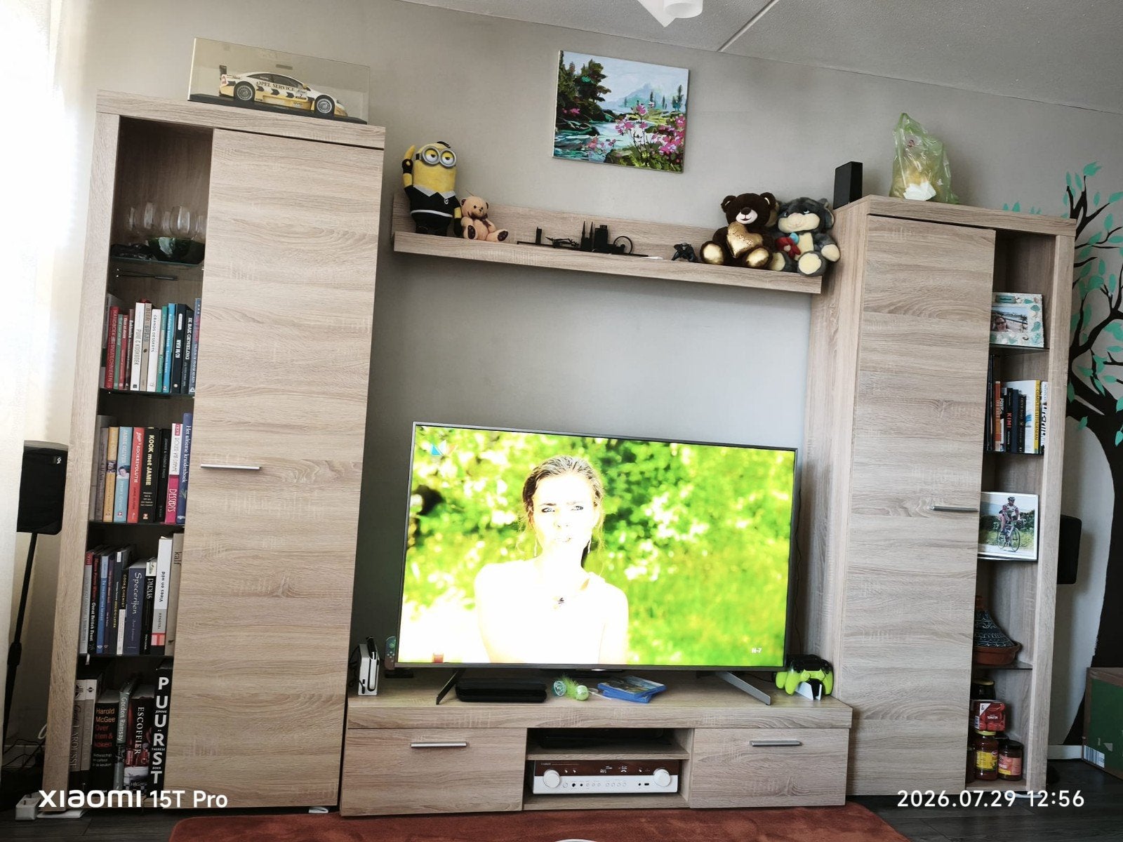 Luxe TV-meubel set met 2 vitrinekasten & LED-verlichting, Huis en Inrichting, Ophalen