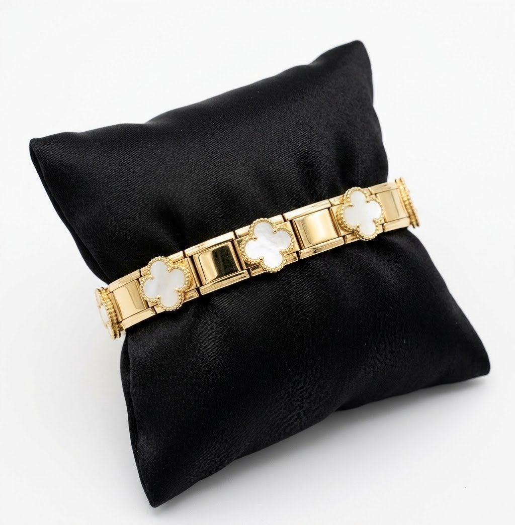 Itaalianse bedel armband klaver thema italian charm bracelet, Verzenden, Nieuw, Staal