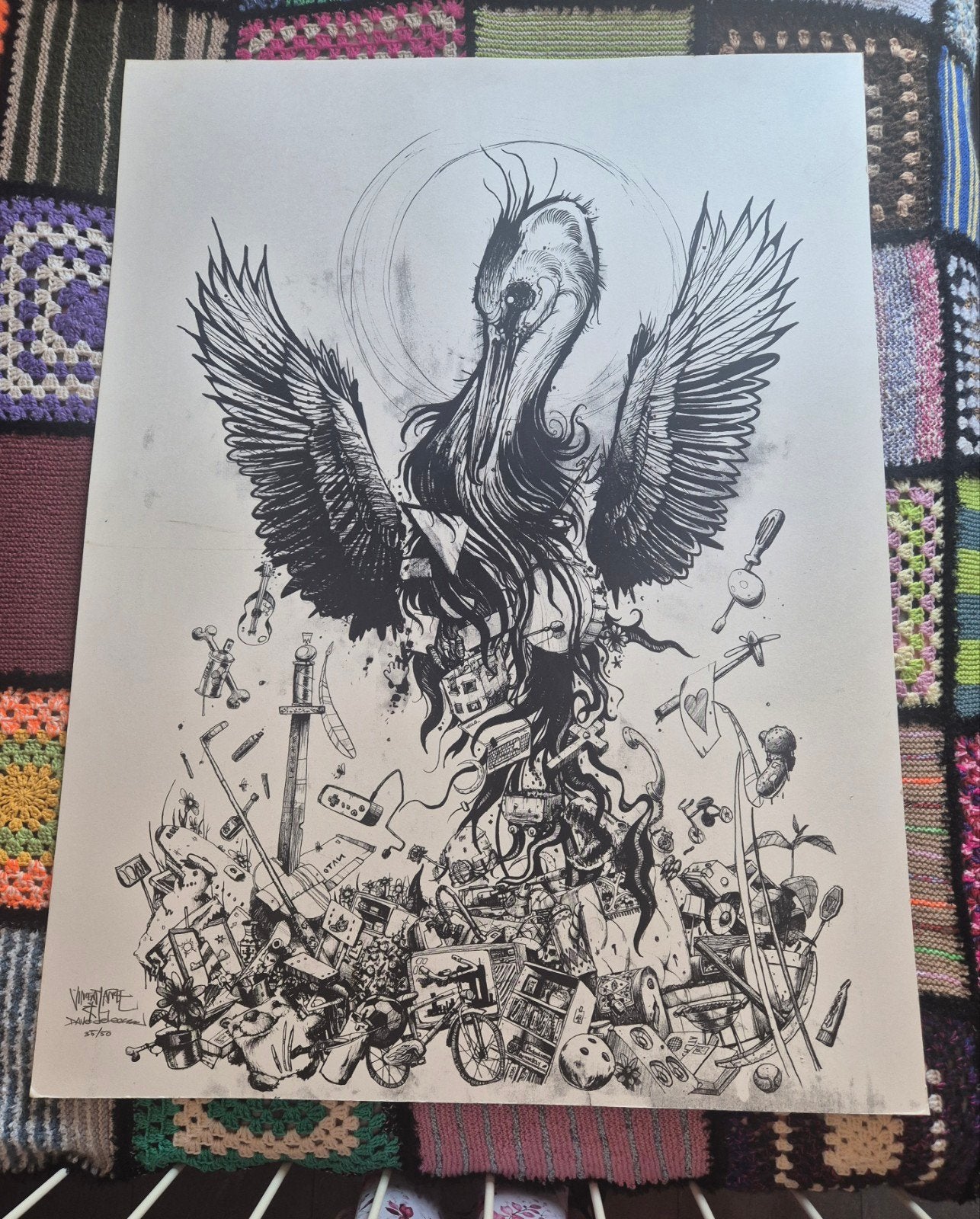 Originele Zeefdruk 'Heerlen Heron' – Dave de Leeuw & Vincent, Antiek en Kunst, Kunst | Tekeningen en Foto's, Ophalen, Print, Print/reproductie