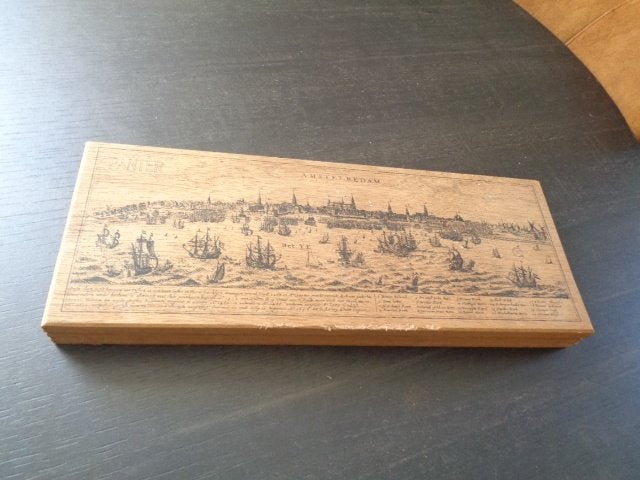 Grote, houten sigarenkist van Panter (afbeelding Amsterdam)., Ophalen of Verzenden, Gebruikt, Tabaksdoos of Verpakking