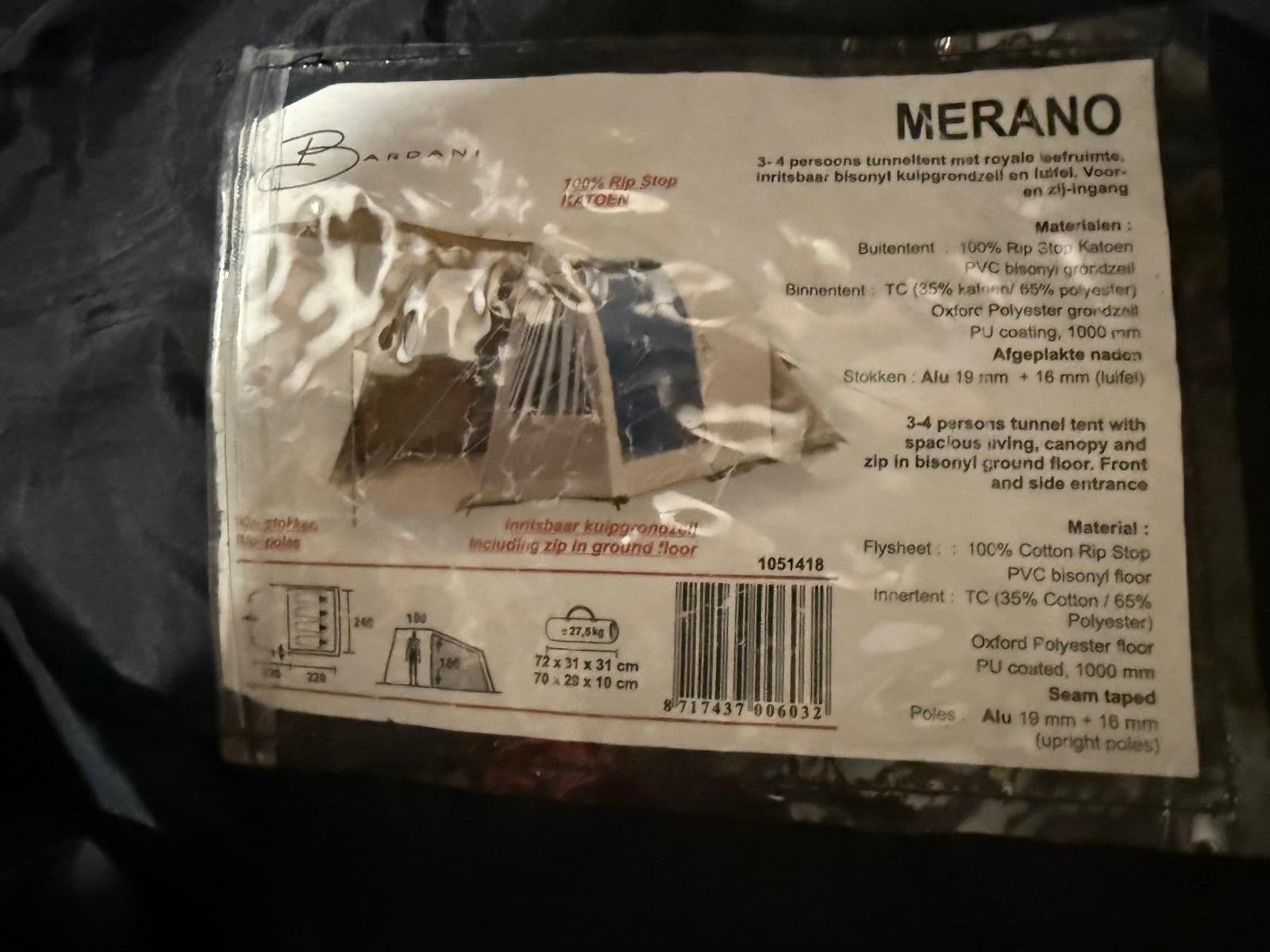Bardani Merano 3-4 persoons tunneltent, Ophalen, Gebruikt, Tot en met 4