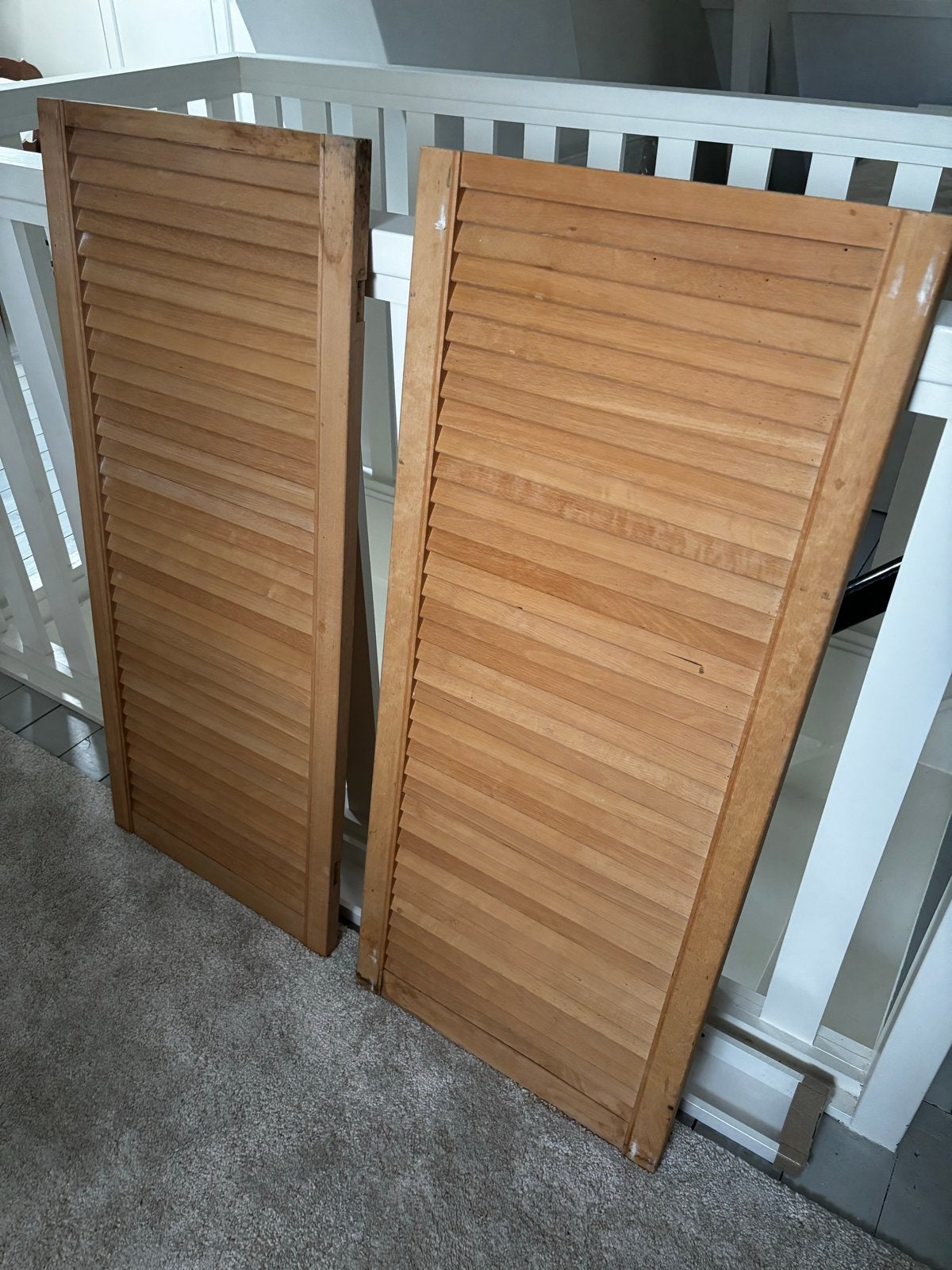 Twee houten louvre deuren, Gebruikt, Minder dan 80 cm, Binnendeur, Ophalen of Verzenden