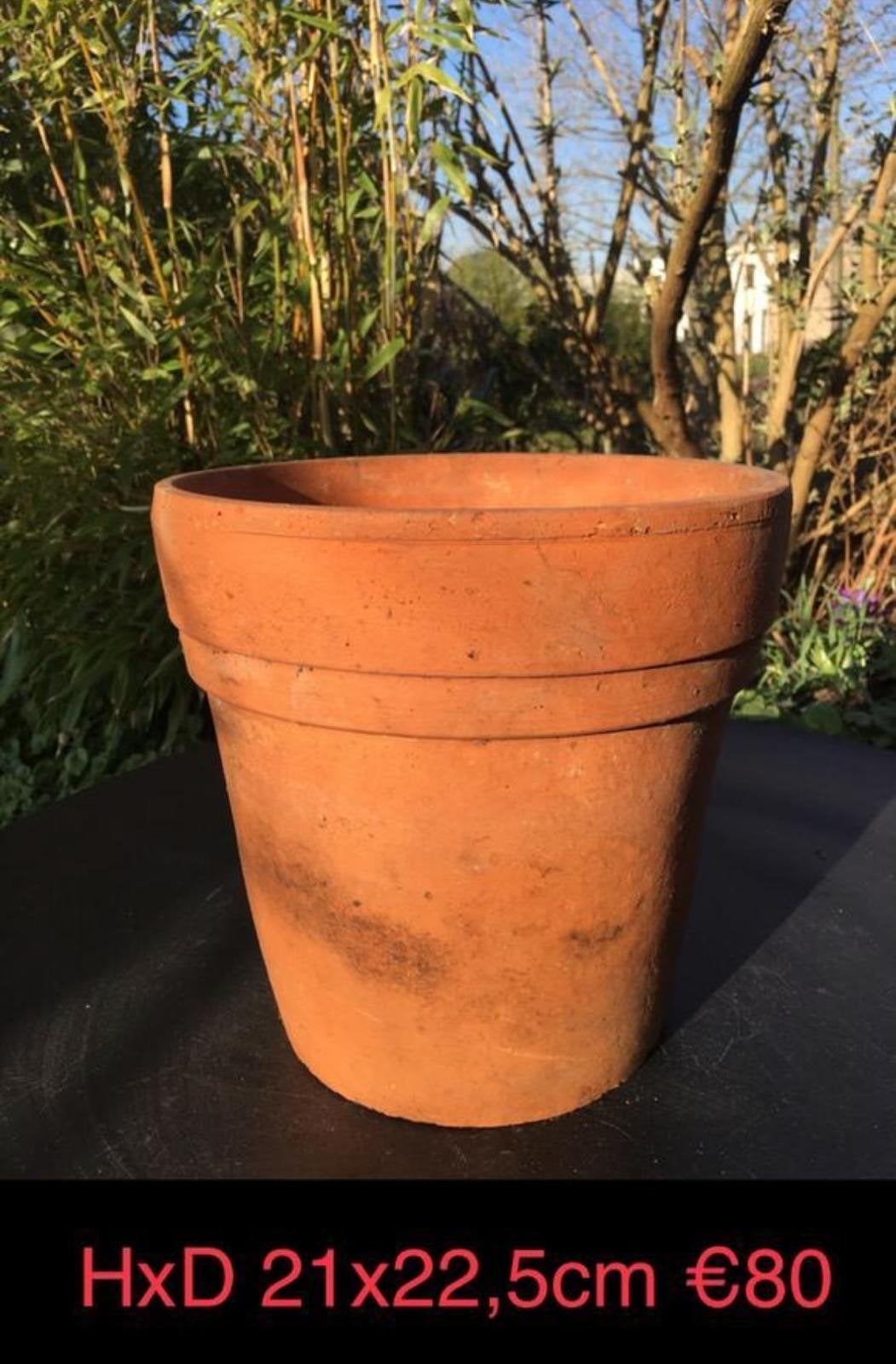 Mooie oud Hollandse terracotta bloempot HxD 21x22,5cm, Gebruikt, Rond, Minder dan 40 cm, Balkon