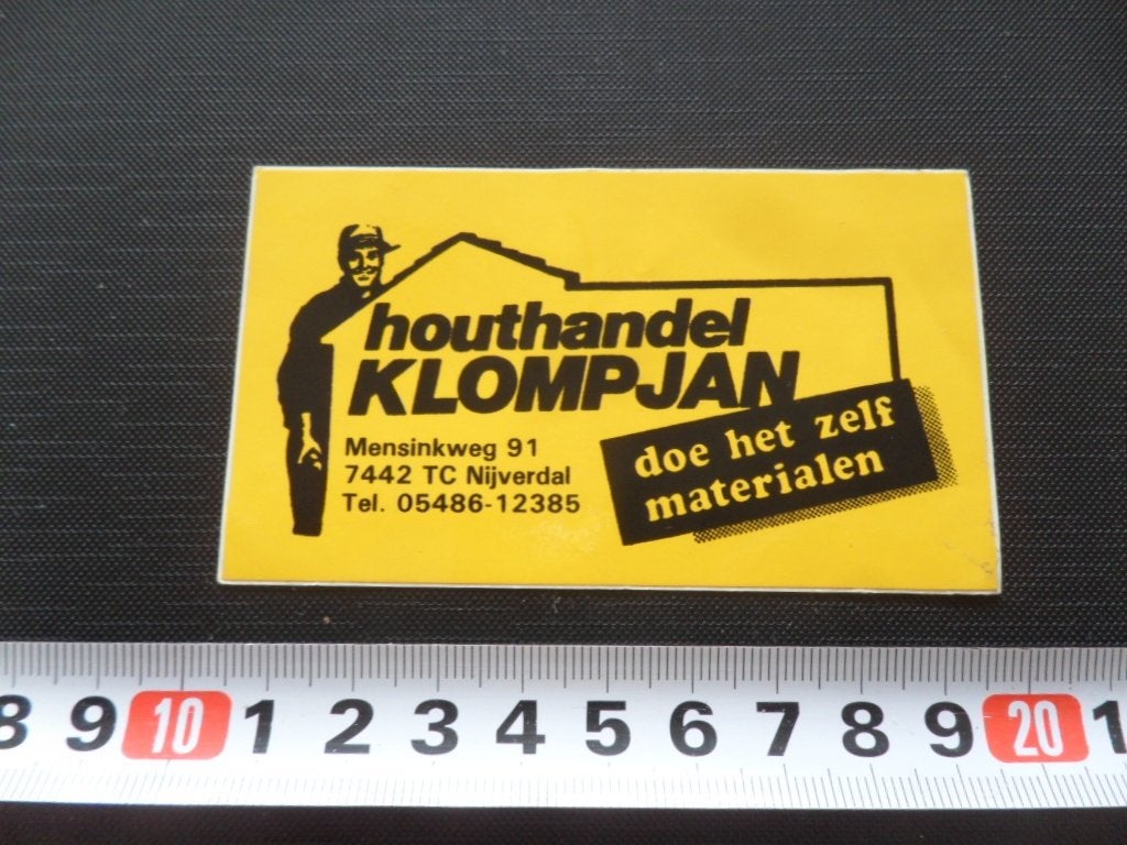sticker Nijverdal Houthandel KLOMPJAN Mensinkweg 91, Verzamelen, Ophalen, Zo goed als nieuw