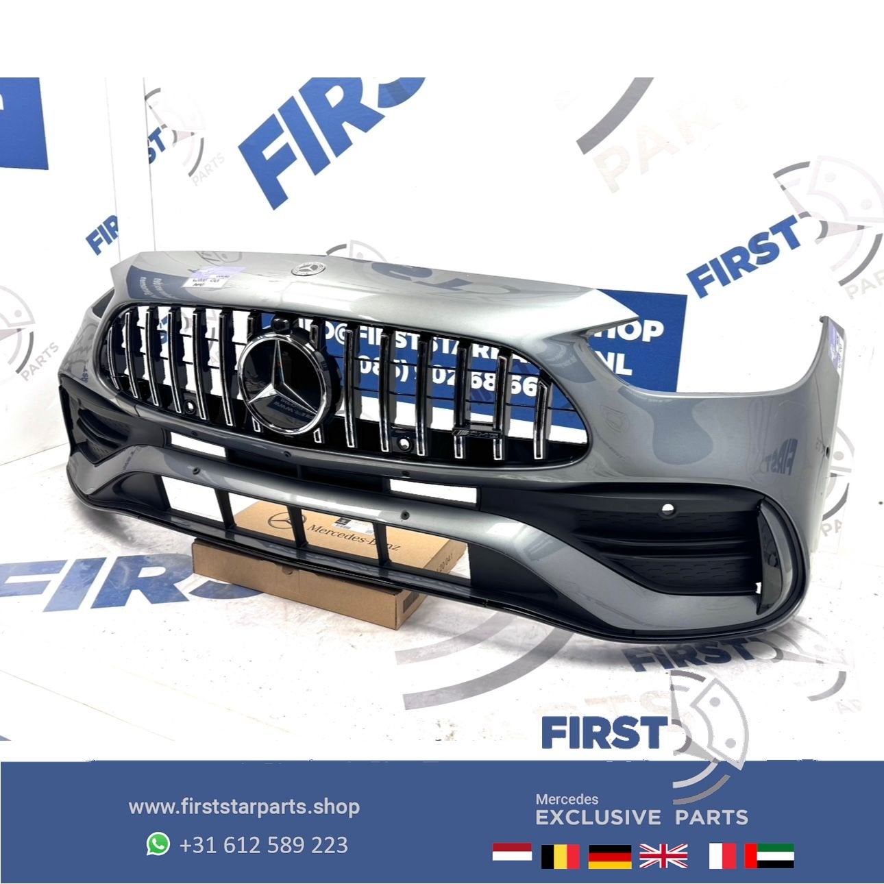 W206 AMG BUMPER C KLASSE A2068858401 C43 VOORBUMPER + PANAME, Gebruikt, -, Voor, Ophalen of Verzenden