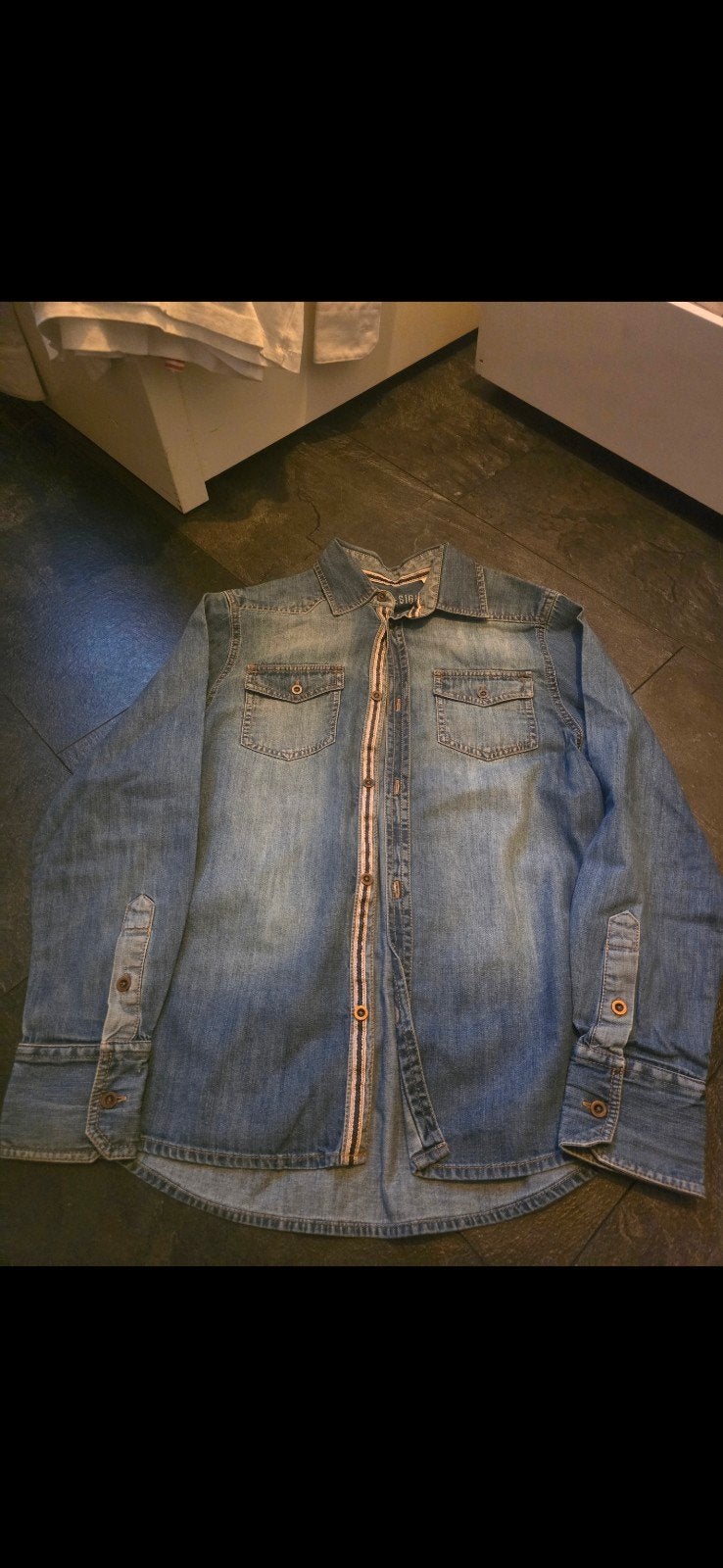 Spijker overhemd (maat 40), Ophalen of Verzenden, Zo goed als nieuw, Blauw, Halswijdte 39/40 (M)