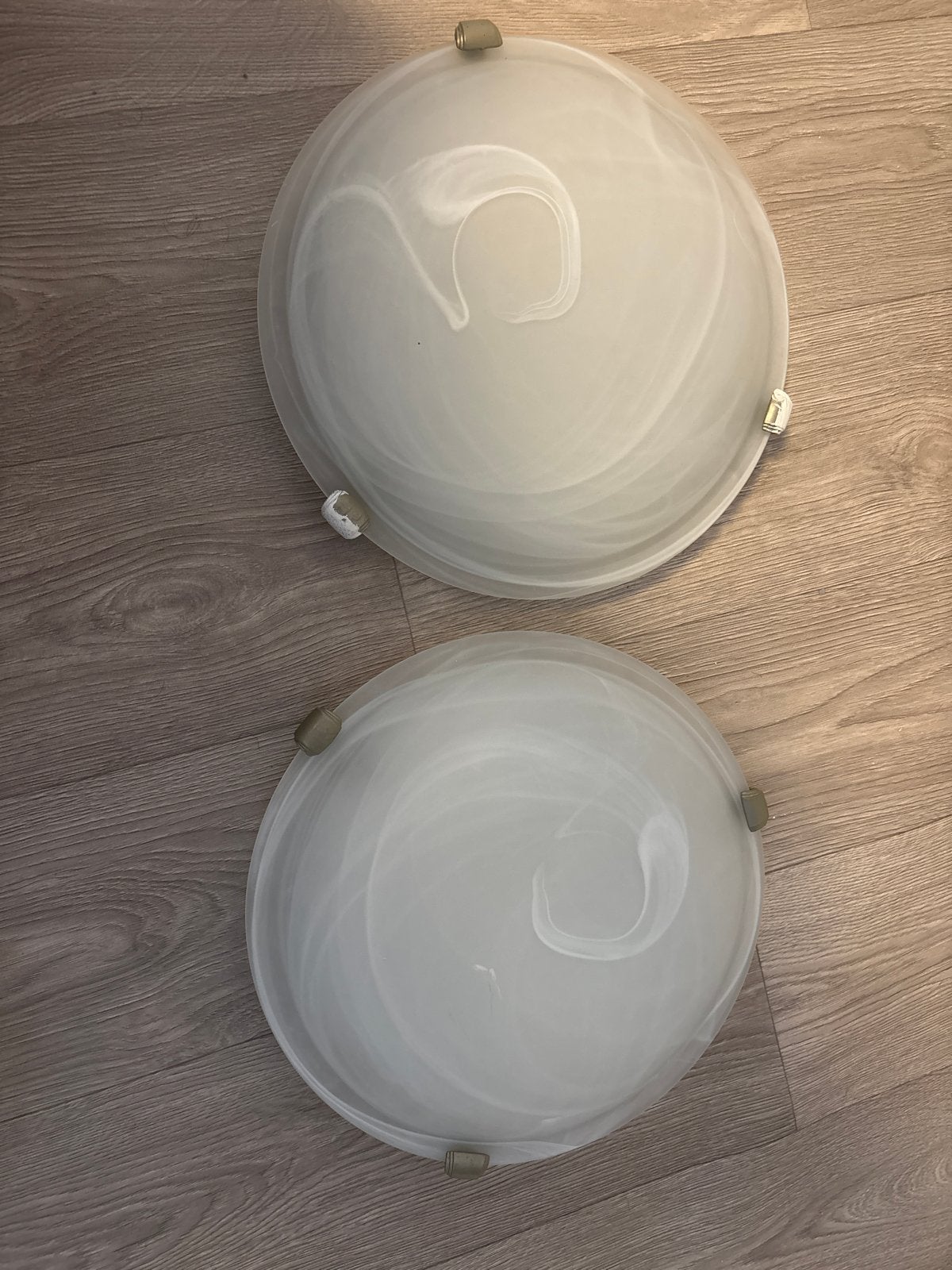 2x Plafondlampen met Melkglas Design, Wit, Gebruikt, Ophalen of Verzenden, Glas