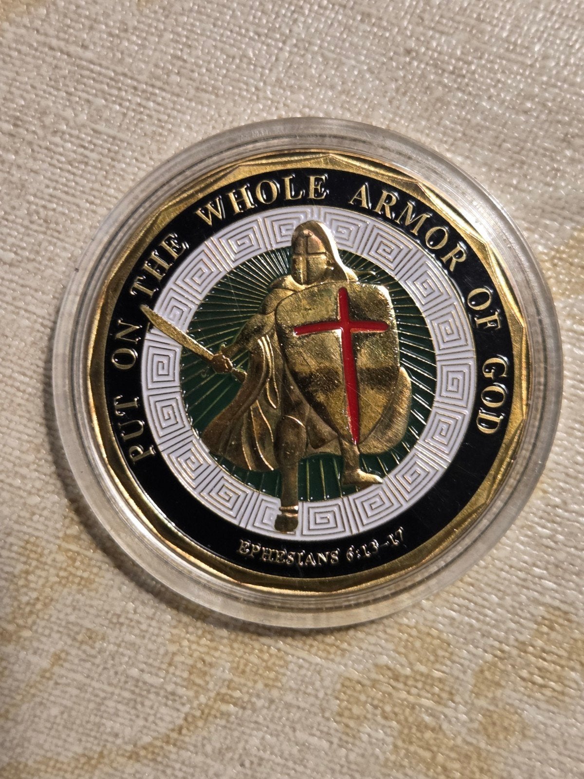 Vergulde Herdenkingsmunt 'Armor of God' in capsule, Ophalen of Verzenden
