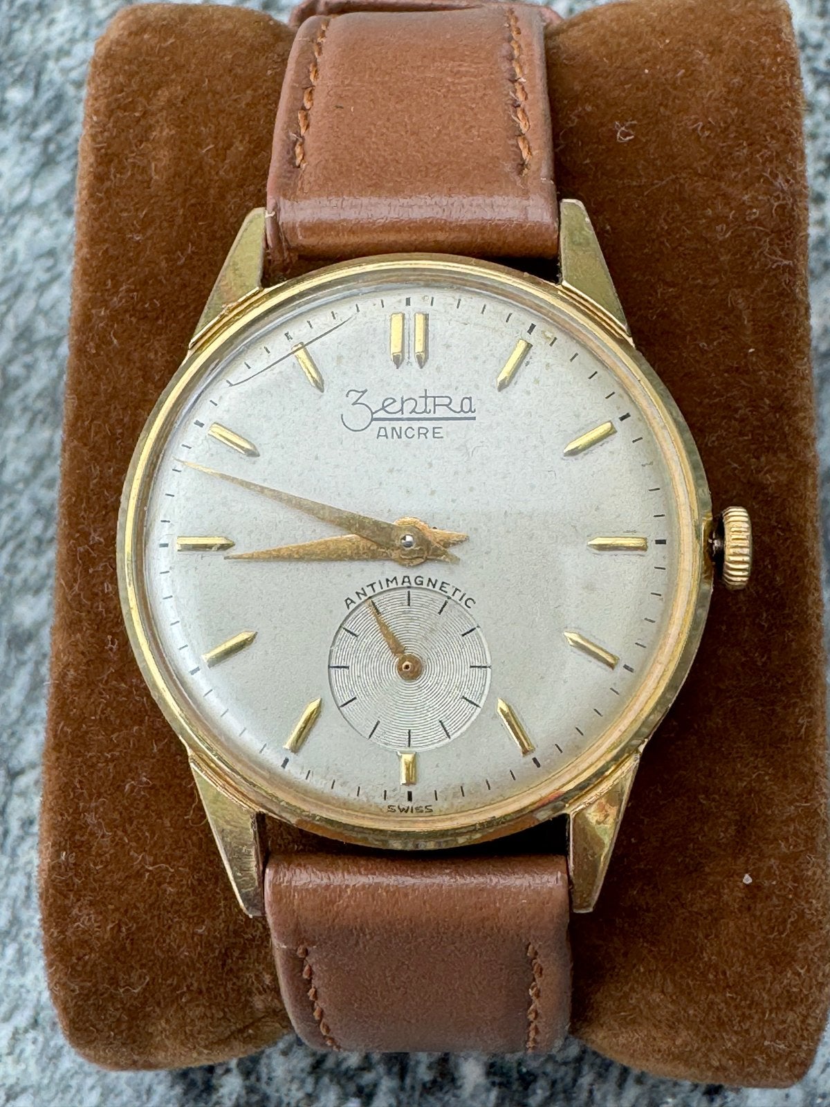 Vintage ZentRa Ancre Antimagetic Polshorloge, Overige merken, Overige materialen, Met bandje, Polshorloge