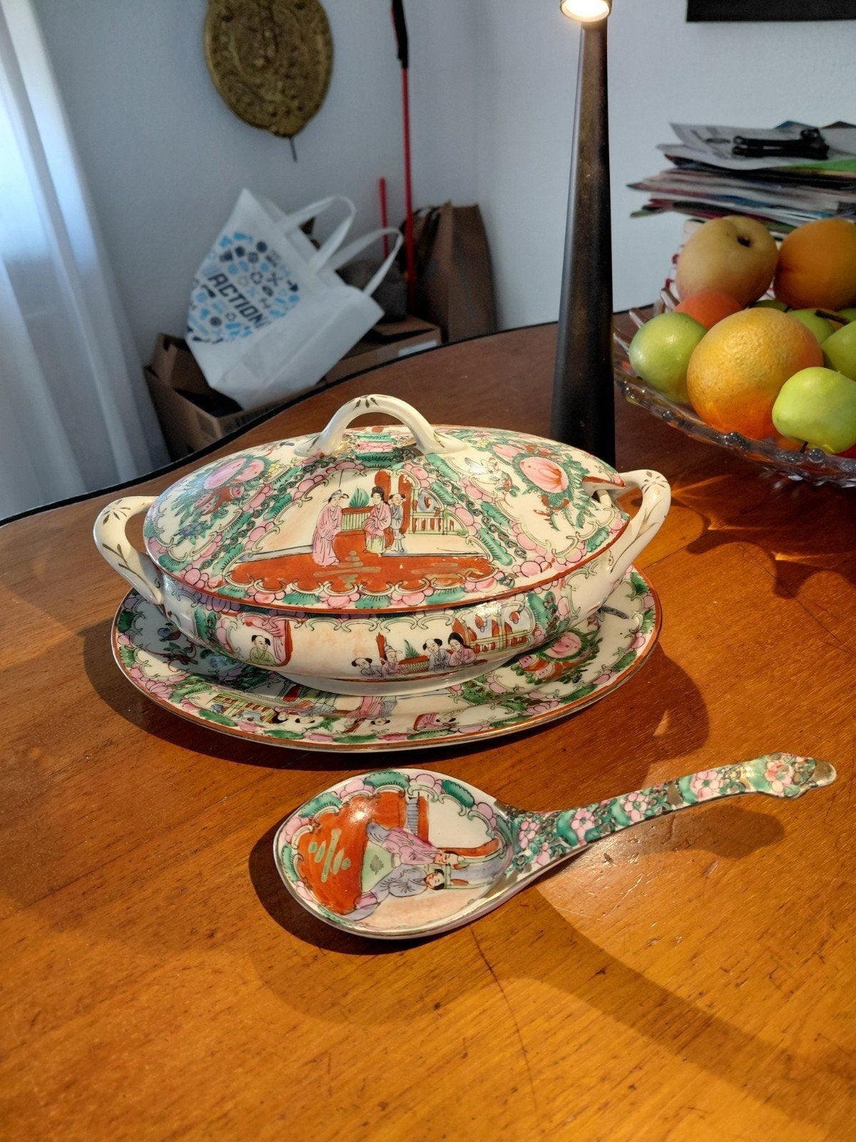 Antieke Chinese Terrine Set met Lepel en Schaal, Ophalen of Verzenden