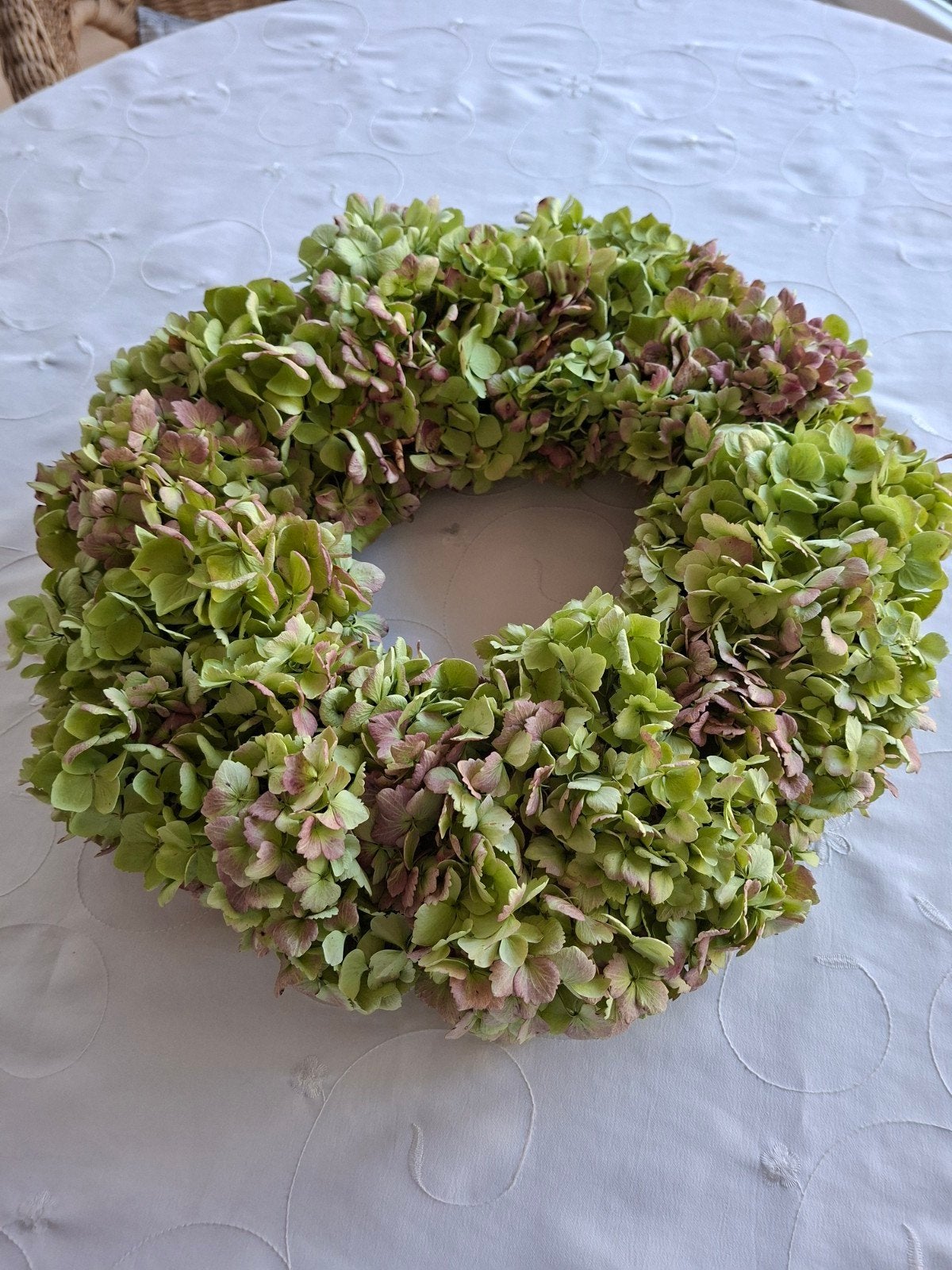 Prachtige herfstkrans van versgedroogde Hortensia, Ophalen, Nieuw, Krans, Natuurlijk materiaal