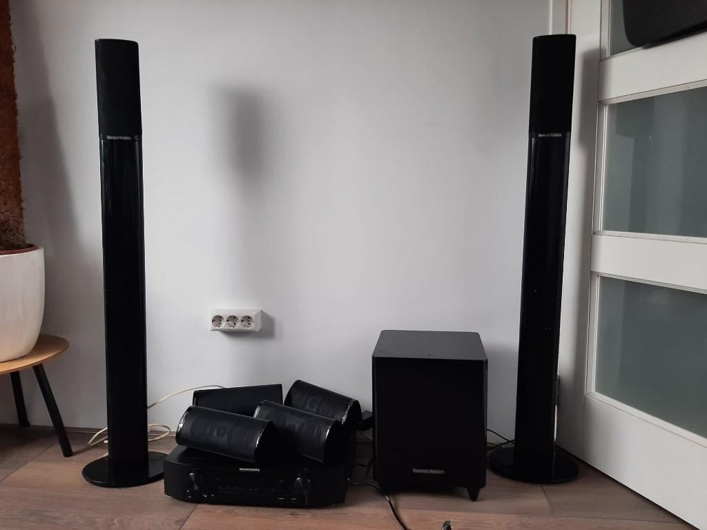 Harman Kardon 7.1 Set incl. 2 Torens + Marantz Reciever, 7.1-systeem, Gebruikt, 70 watt of meer, Overige spelers