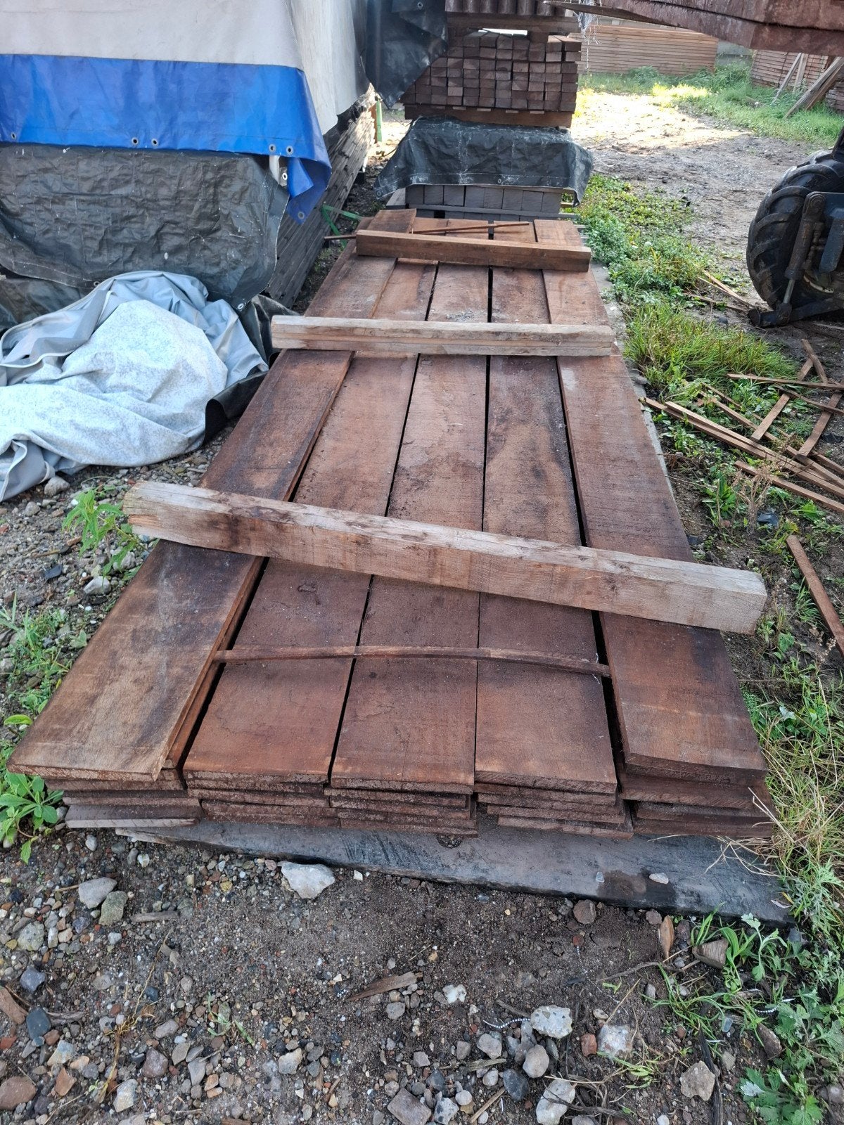 partij 26 st hardhout beschoeiing planken 350x20 bezorgen mo, Ophalen, Planken, Nieuw, Hardhout