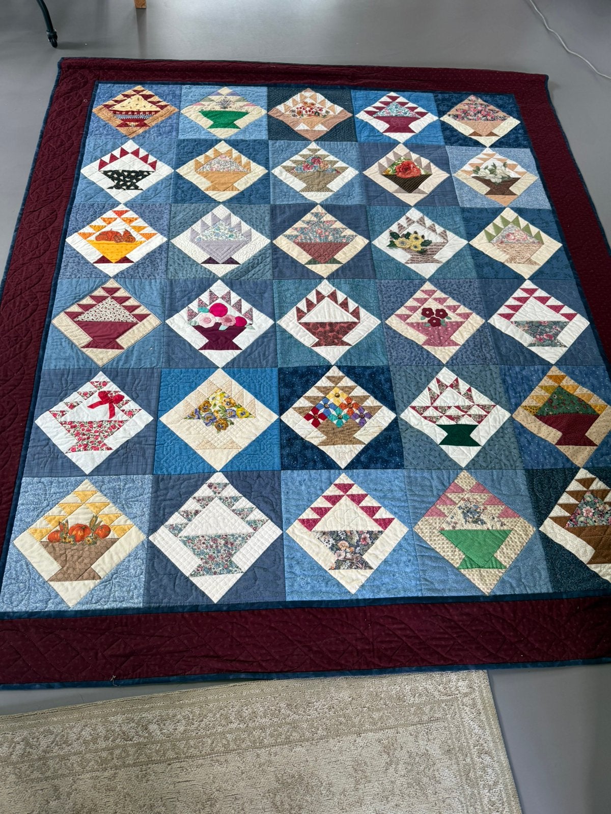 Mandjes quilt . 170/195 . Handgemaakt, Katoen, Woondeken, Handgemaakt, Ophalen of Verzenden
