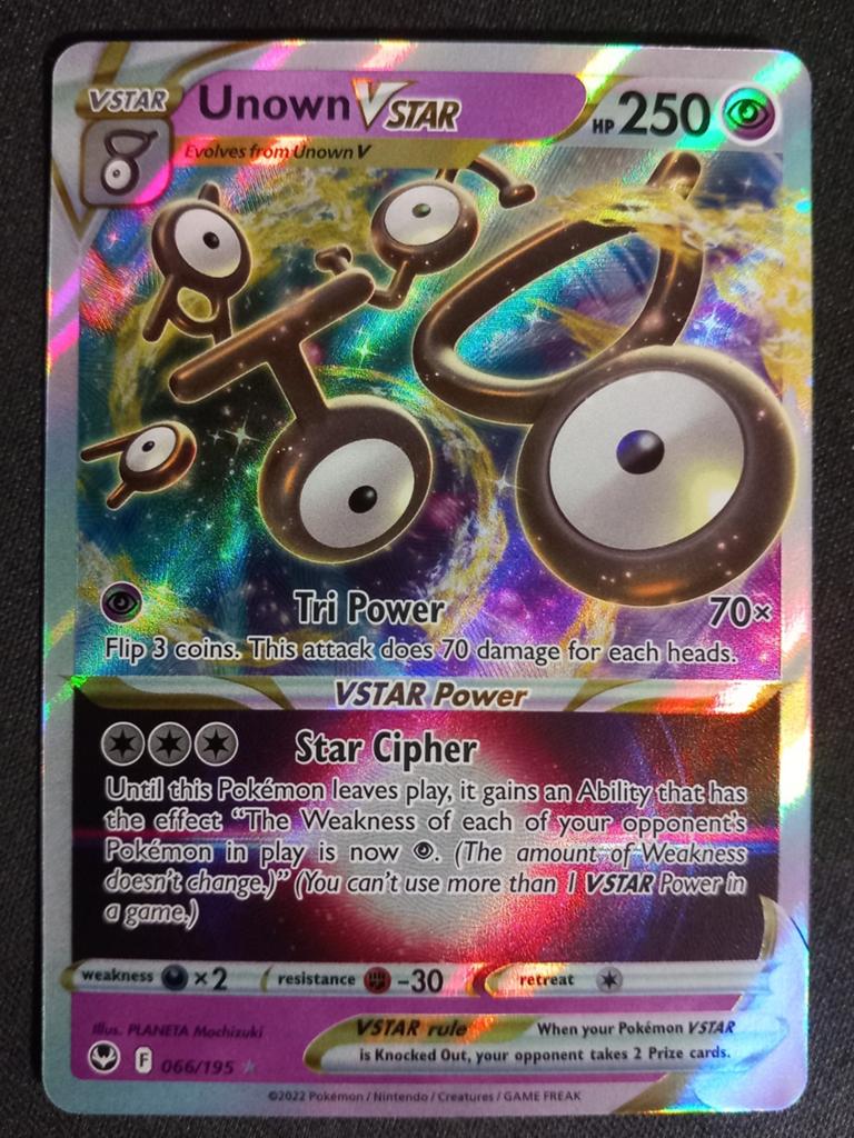 Pokemon Unown VSTAR 066/195 Silver Tempest Ultra Rare NM, Verzenden, Zo goed als nieuw, Losse kaart, Foil