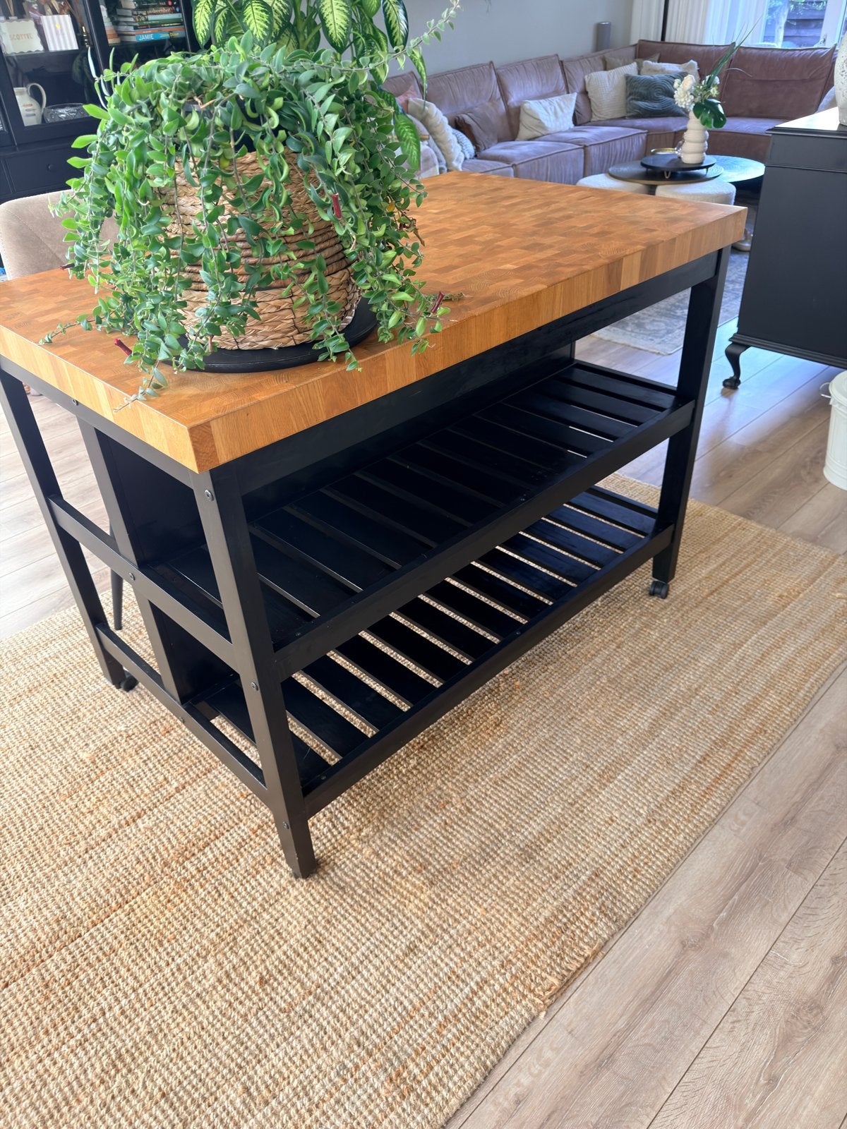 Ikea Keukentrolley/kookeiland met massief houten blad, Ophalen, Hout, Keukentrolley, Zo goed als nieuw