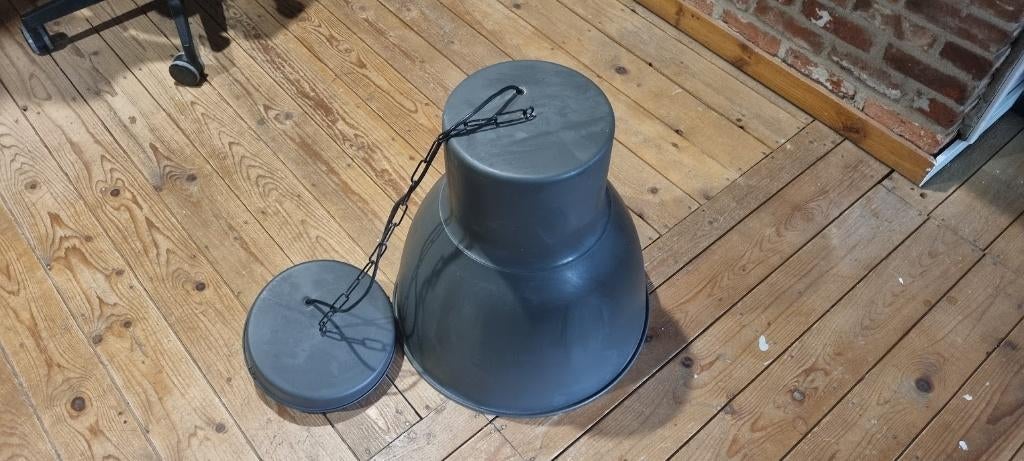IKEA HEKTAR Hanglamp, donkergrijs, 38 cm, Huis en Inrichting, Lampen | Hanglampen, Ophalen, Zo goed als nieuw, Metaal, Industrieel