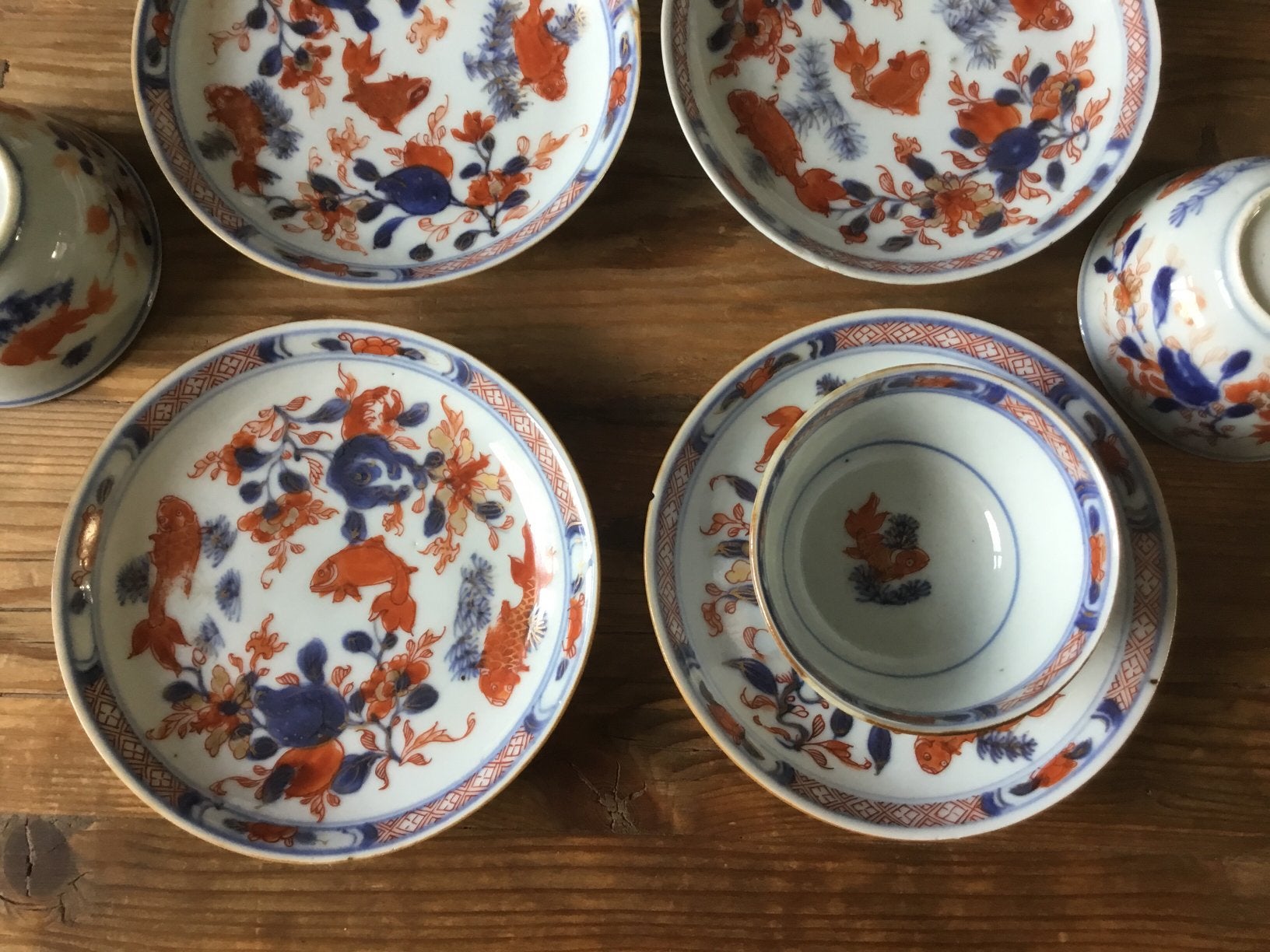 Chinese kop en schotels zeer mooi gedecoreerd koi chinees, Ophalen of Verzenden