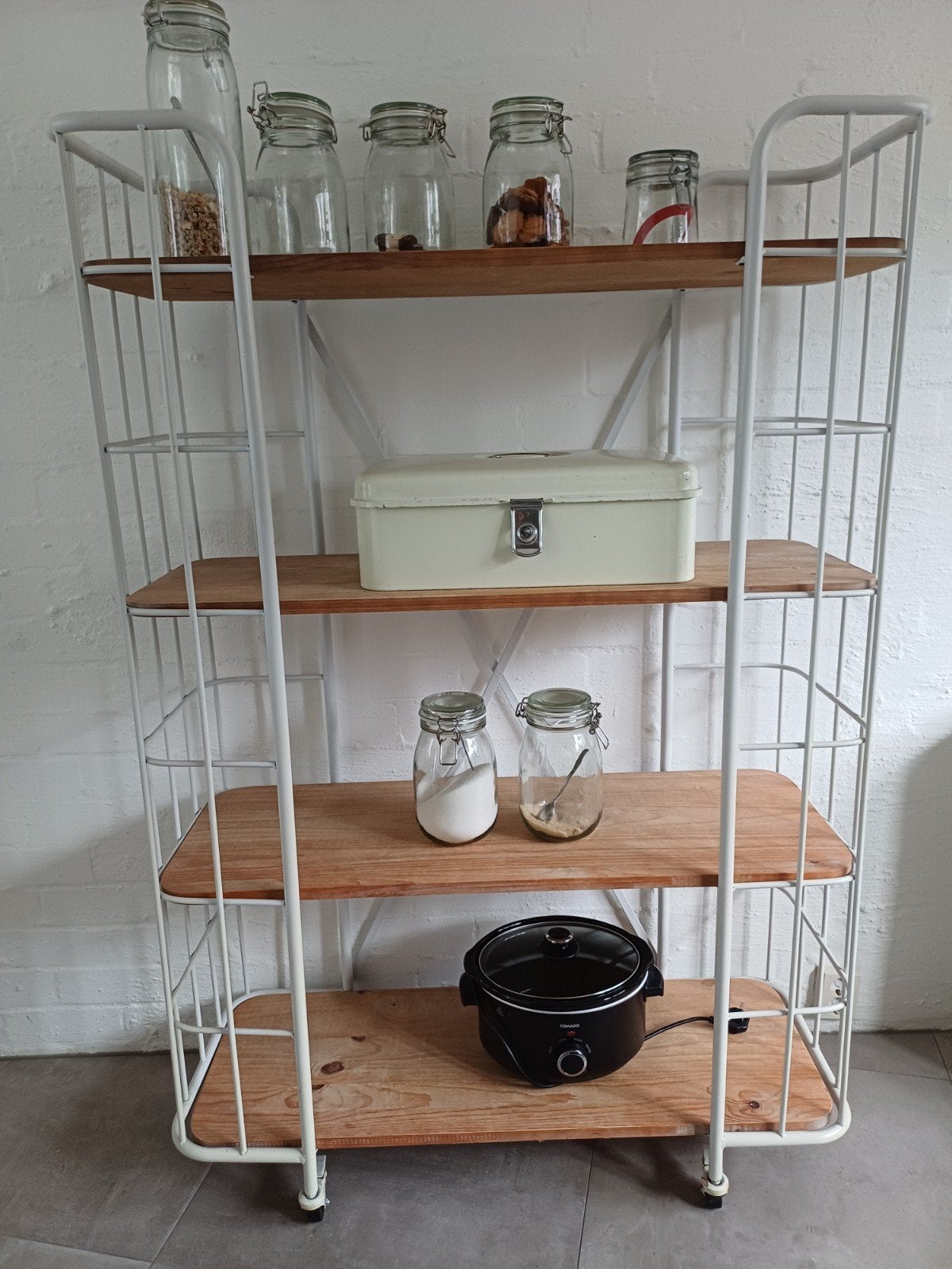 Bakkerskast / industriële trolley met houten planken, Huis en Inrichting, Ophalen, Gebruikt