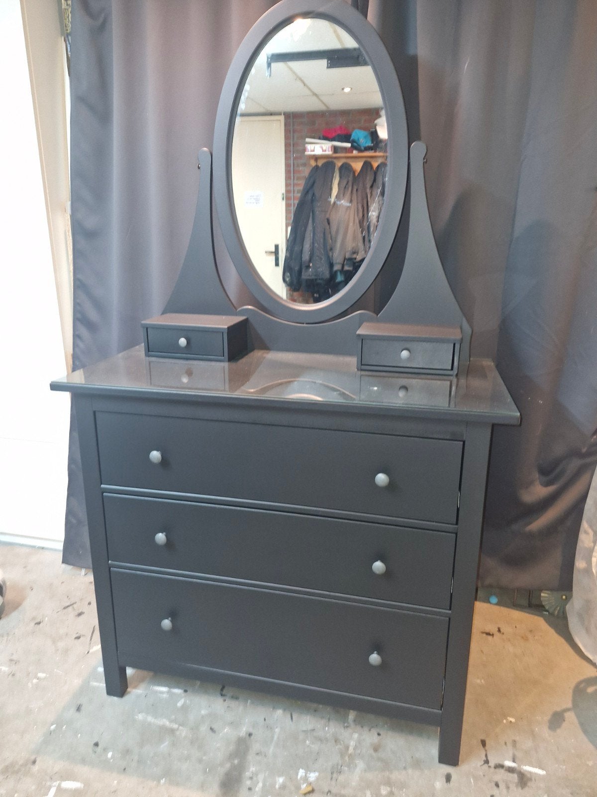 hemnes kaptafel mat zwart, Huis en Inrichting, Ophalen, Zo goed als nieuw, 50 tot 100 cm, Minder dan 100 cm