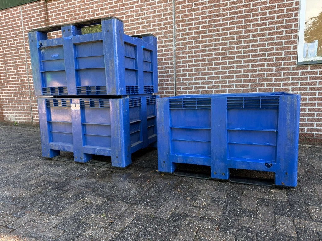 Kunststof palletbox met slede blauw 1200x1000mm, Niet ingevuld, 100 cm of meer, 60 cm of meer, Niet ingevuld