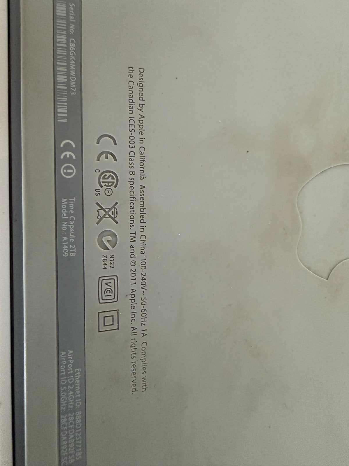 Apple Time Capsule A1409 - Router met opslag, Ophalen of Verzenden, Gebruikt, Router
