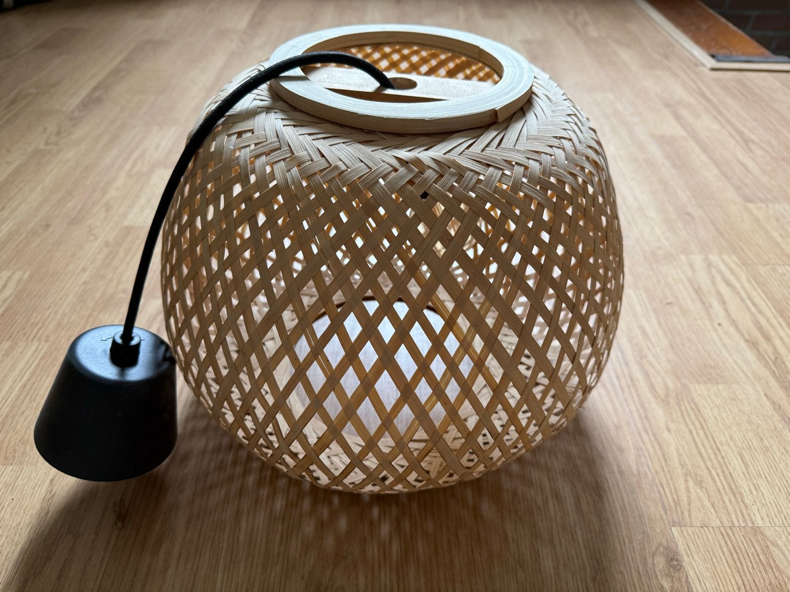 Bamboe hanglamp - sfeervolle verlichting, Ophalen, Zo goed als nieuw, Natuurlijk materiaal, E27 (groot)